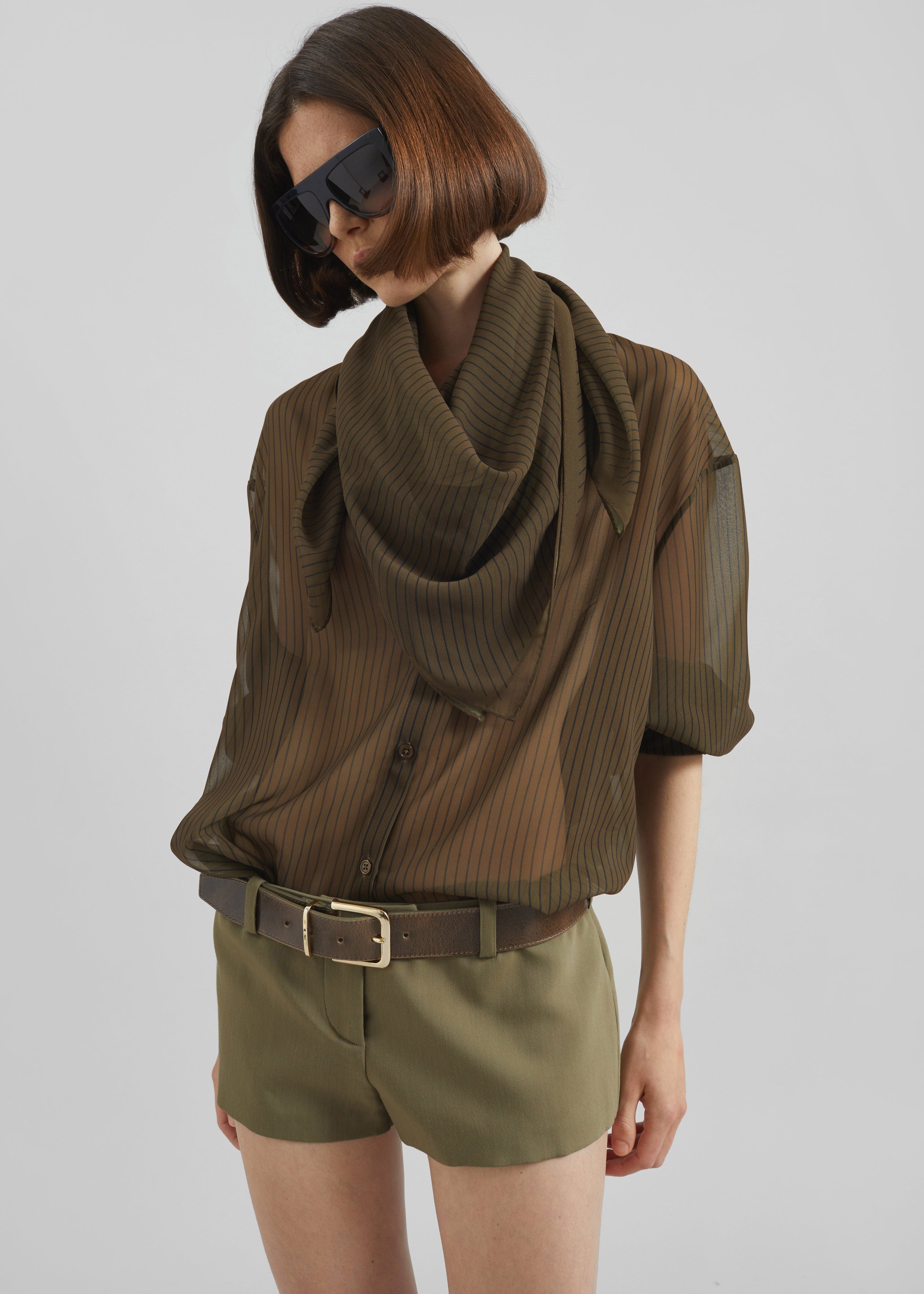 Peri Striped Shirt - Olive/Black Stripe - 8