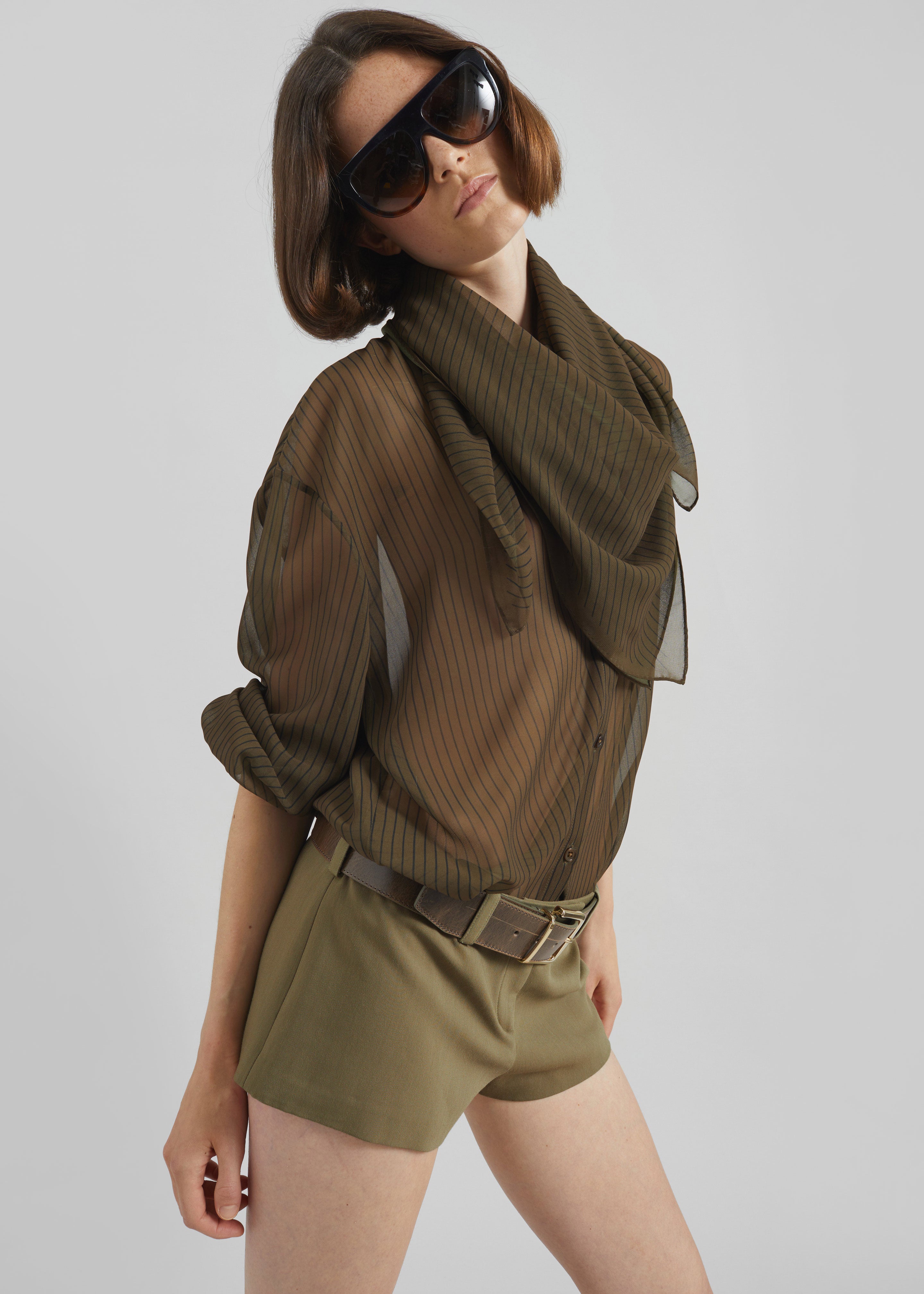 Peri Striped Shirt - Olive/Black Stripe - 10