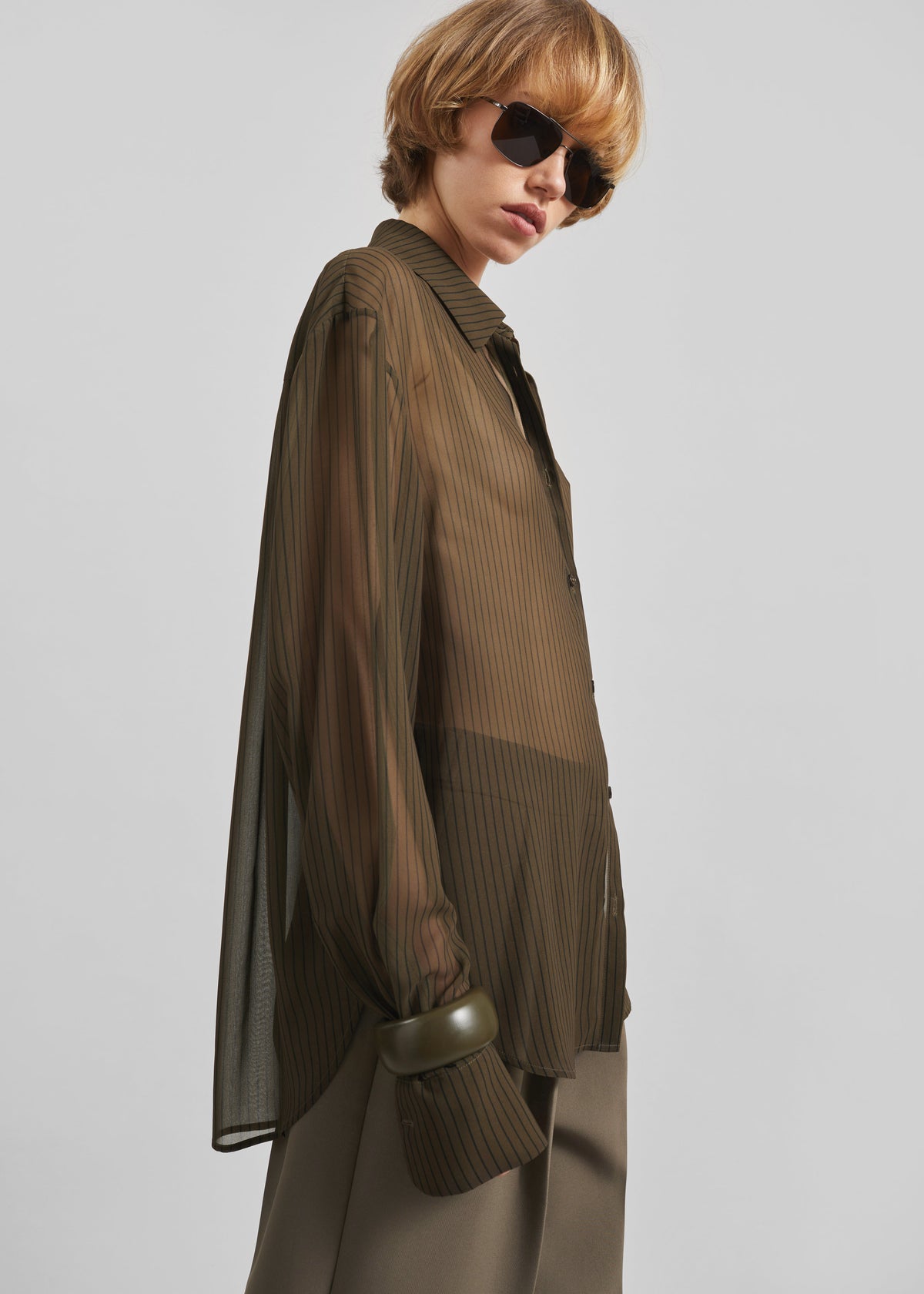 Peri Striped Shirt - Olive/Black Stripe - 13