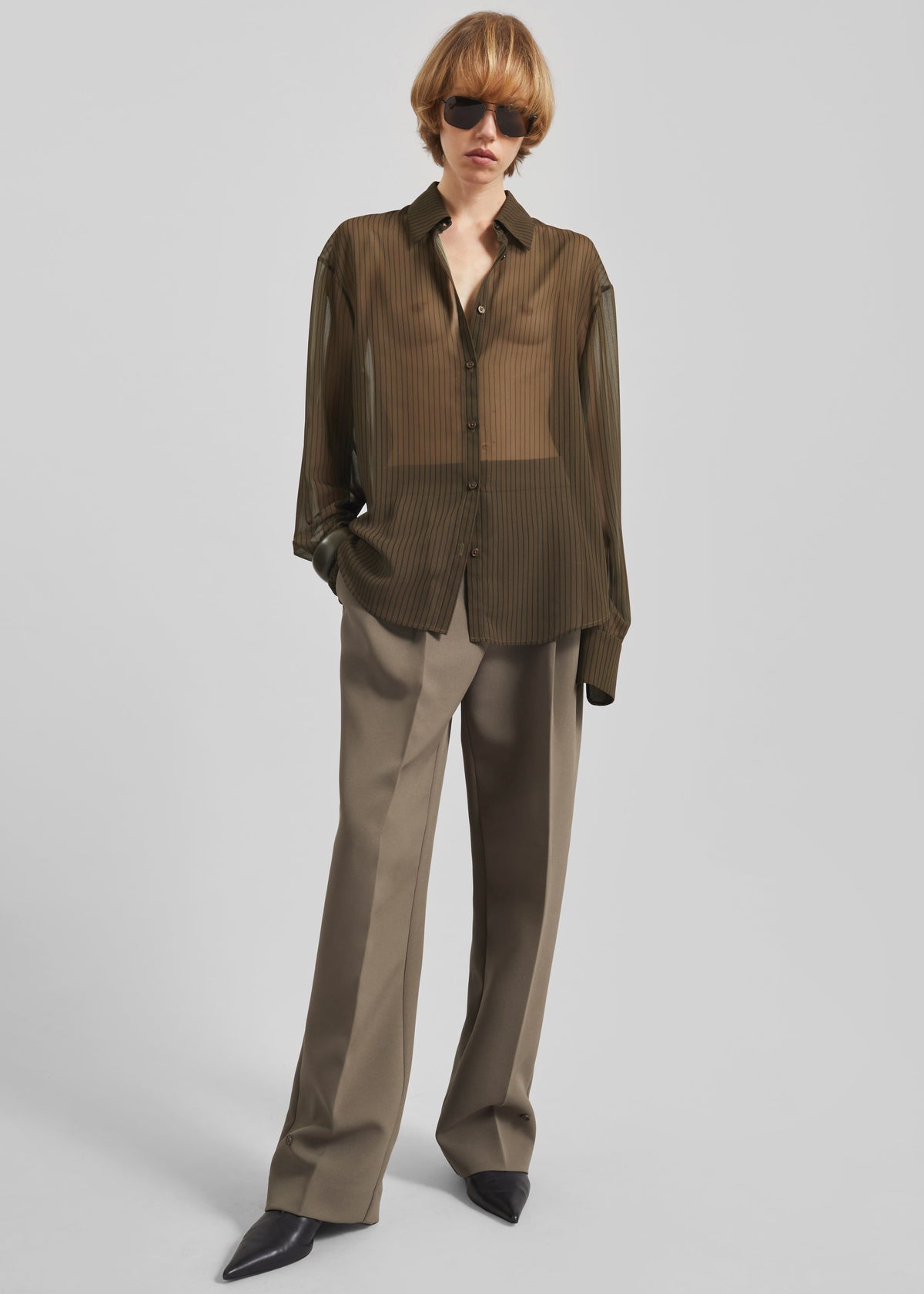 Peri Striped Shirt - Olive/Black Stripe - 9