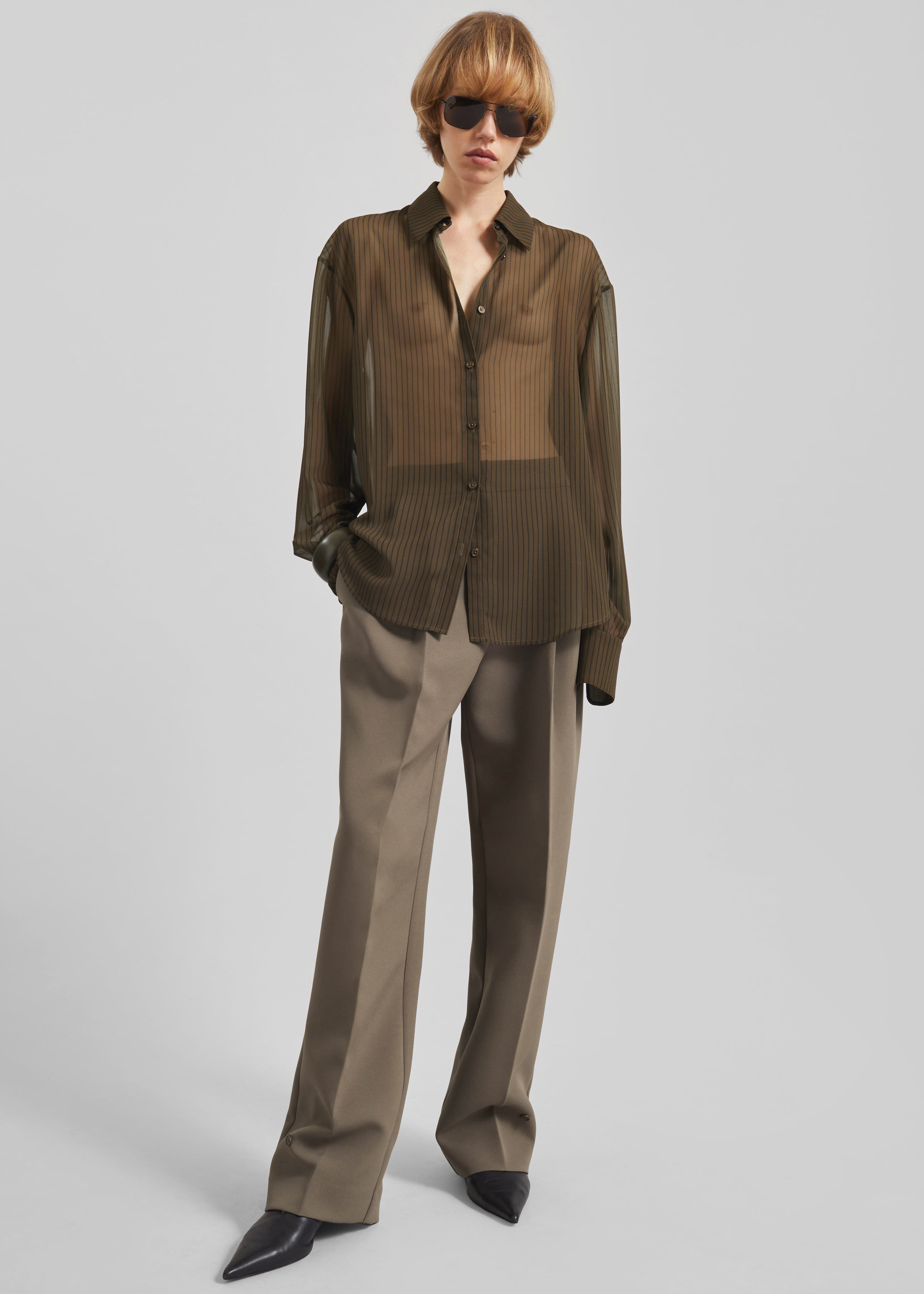 Peri Striped Shirt - Olive/Black Stripe - 9