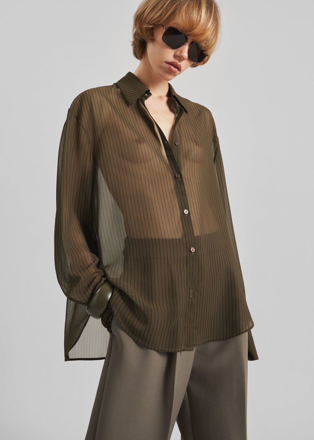 Peri Striped Shirt - Olive/Black Stripe - 5