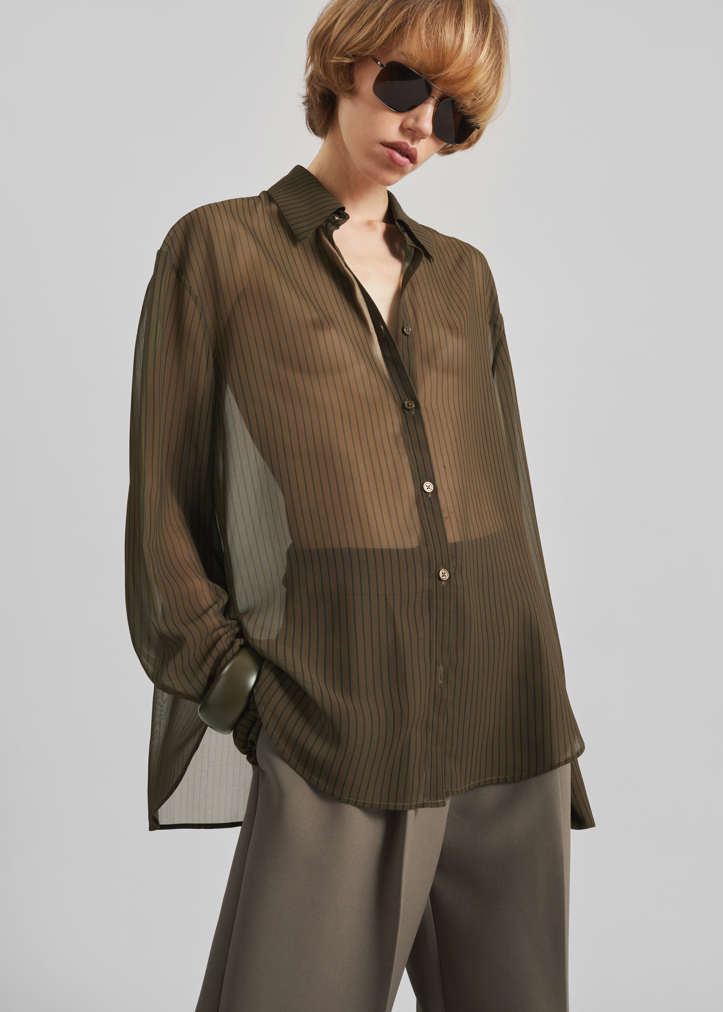Peri Striped Shirt - Olive/Black Stripe - 5
