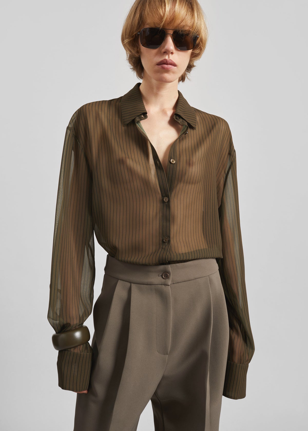 Peri Striped Shirt - Olive/Black Stripe - 1