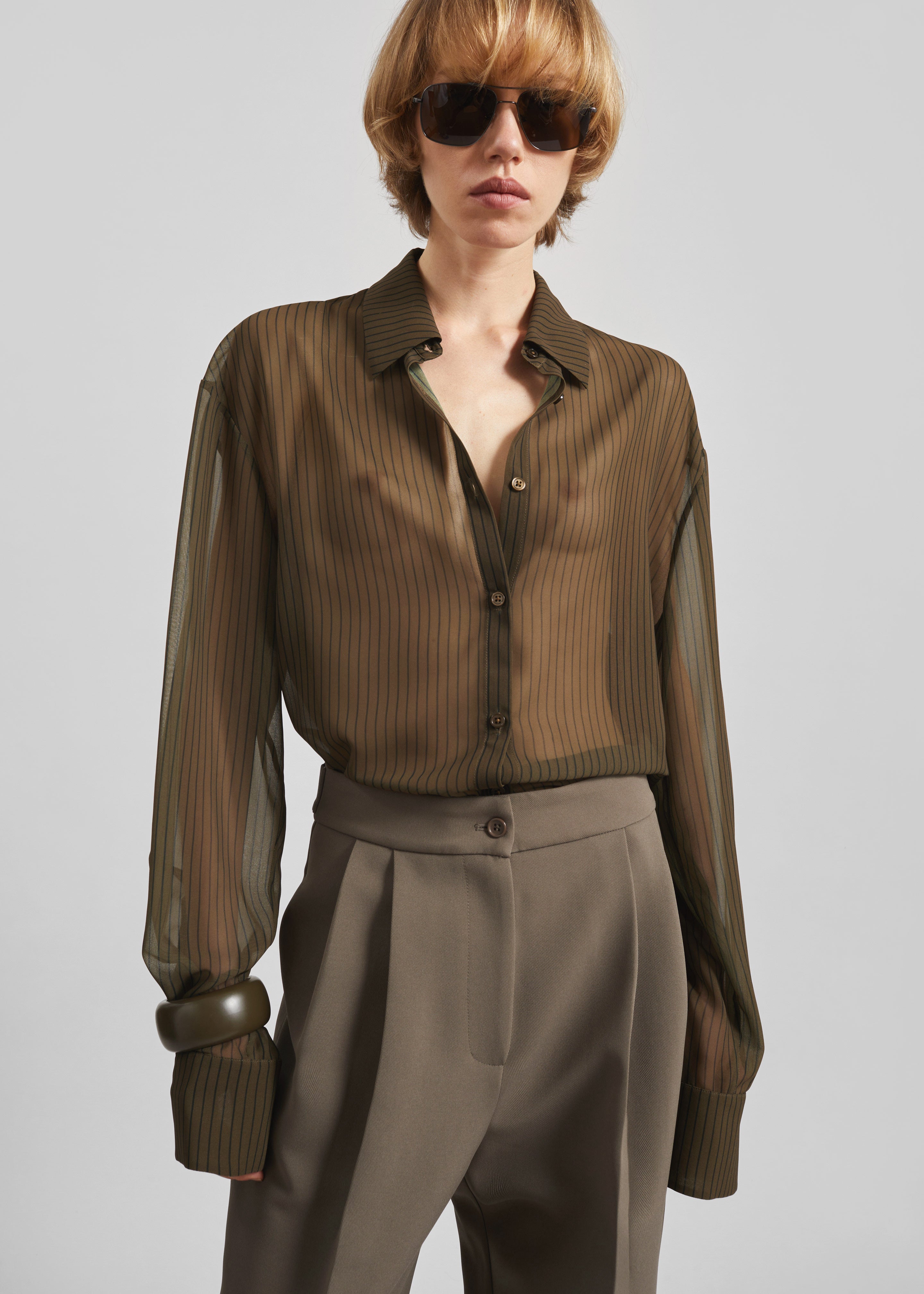 Peri Striped Shirt - Olive/Black Stripe - 1