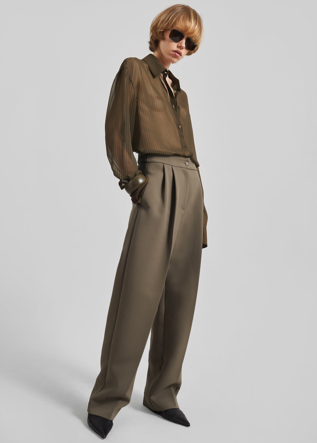 Peri Striped Shirt - Olive/Black Stripe - 7