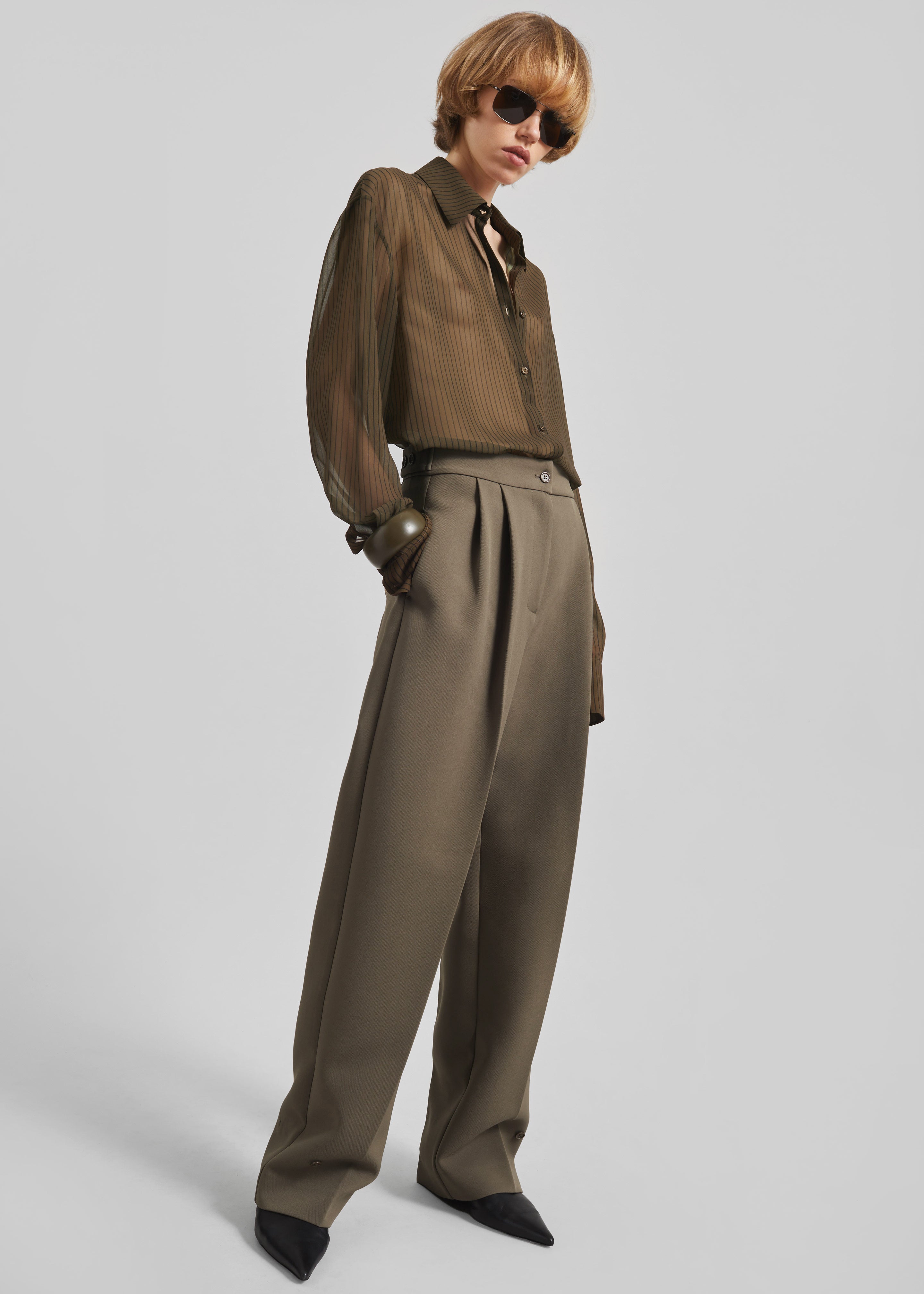 Peri Striped Shirt - Olive/Black Stripe - 7