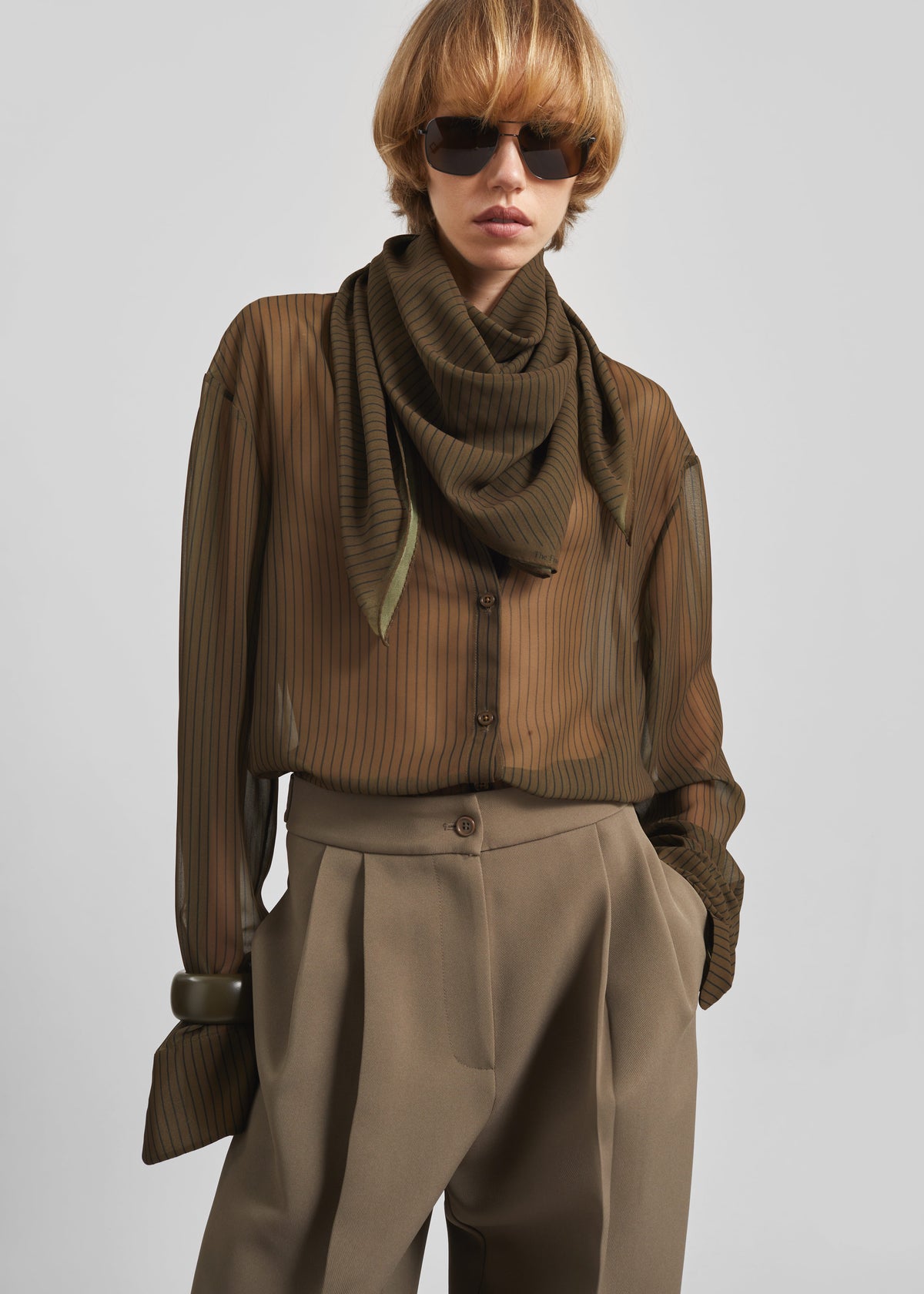 Marais Striped Scarf - Olive/Black - 2