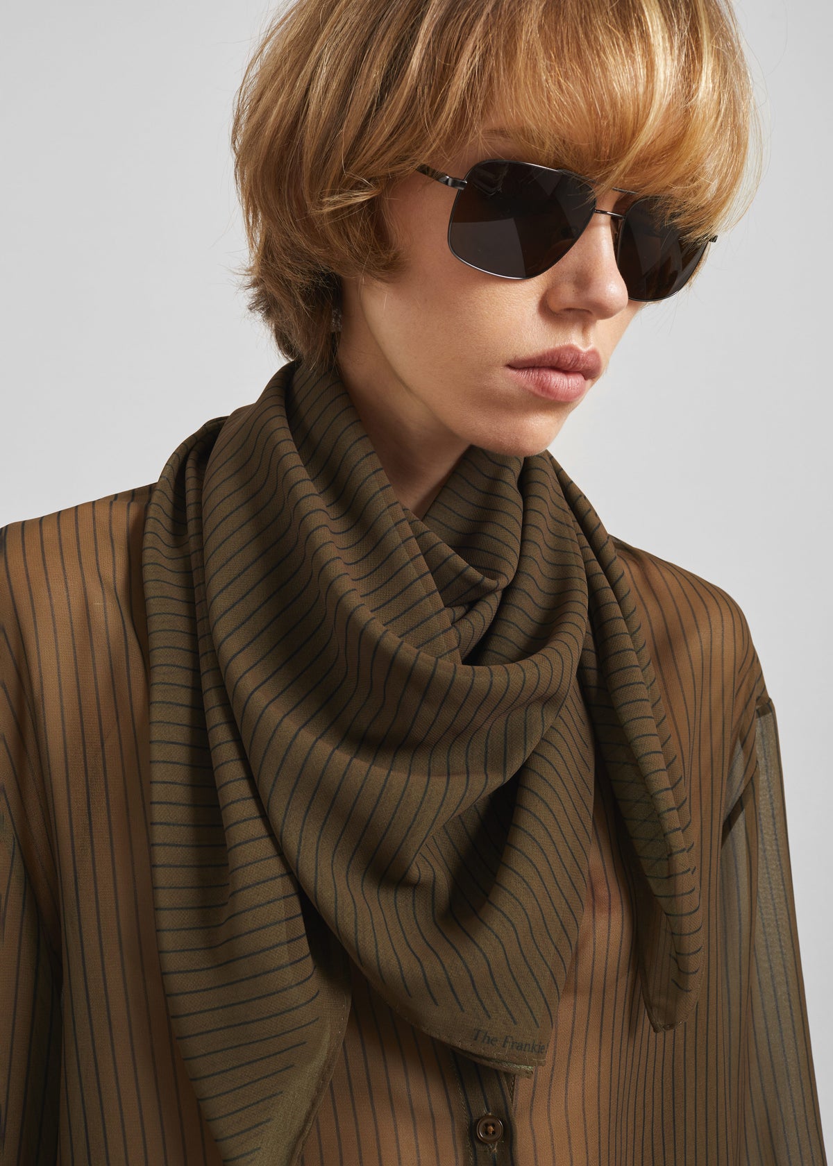Marais Striped Scarf - Olive/Black - 1
