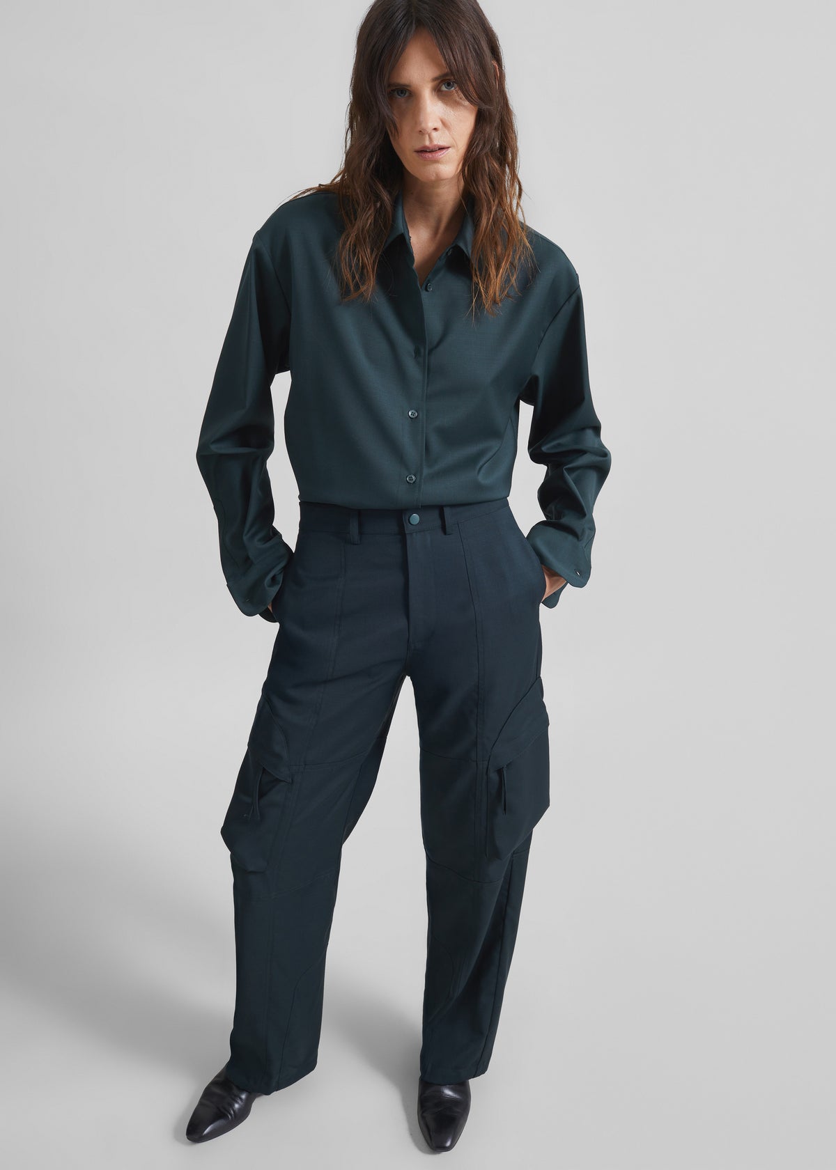 Peri Tie Neck Shirt - Bottle Green - 8