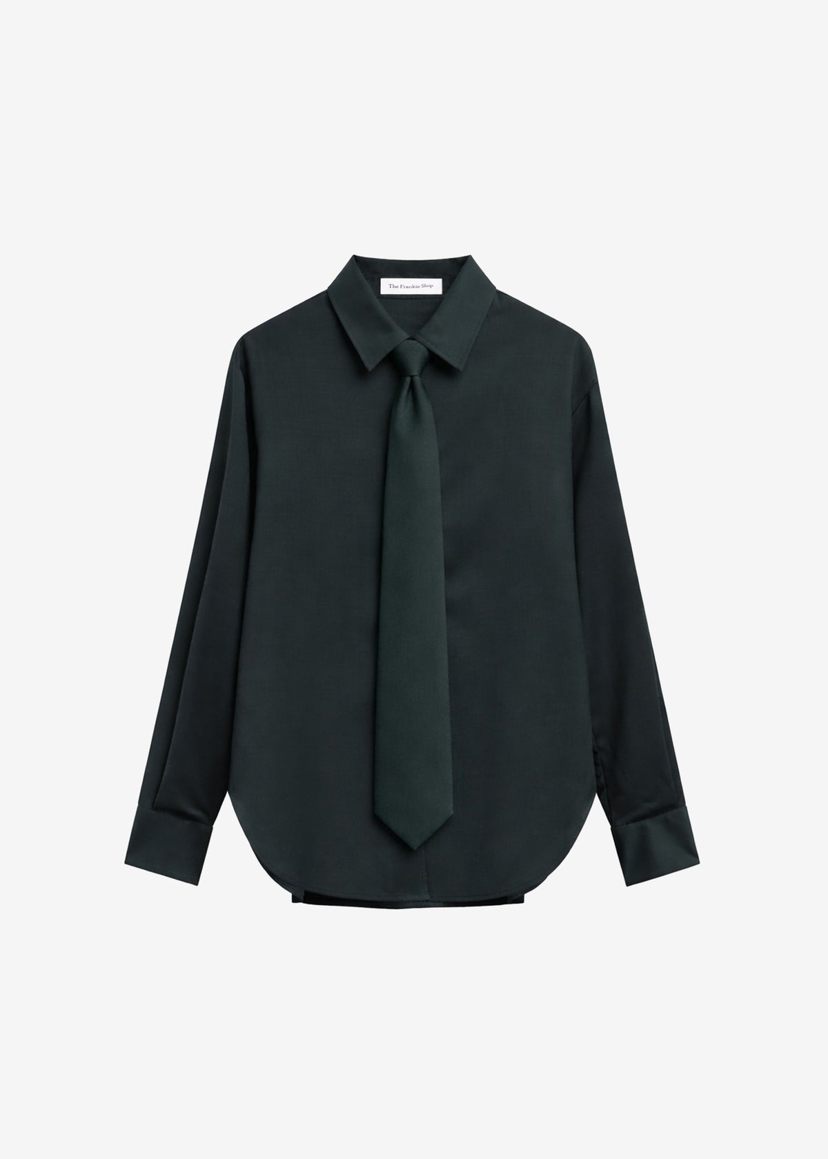 Peri Tie Neck Shirt - Bottle Green - 10