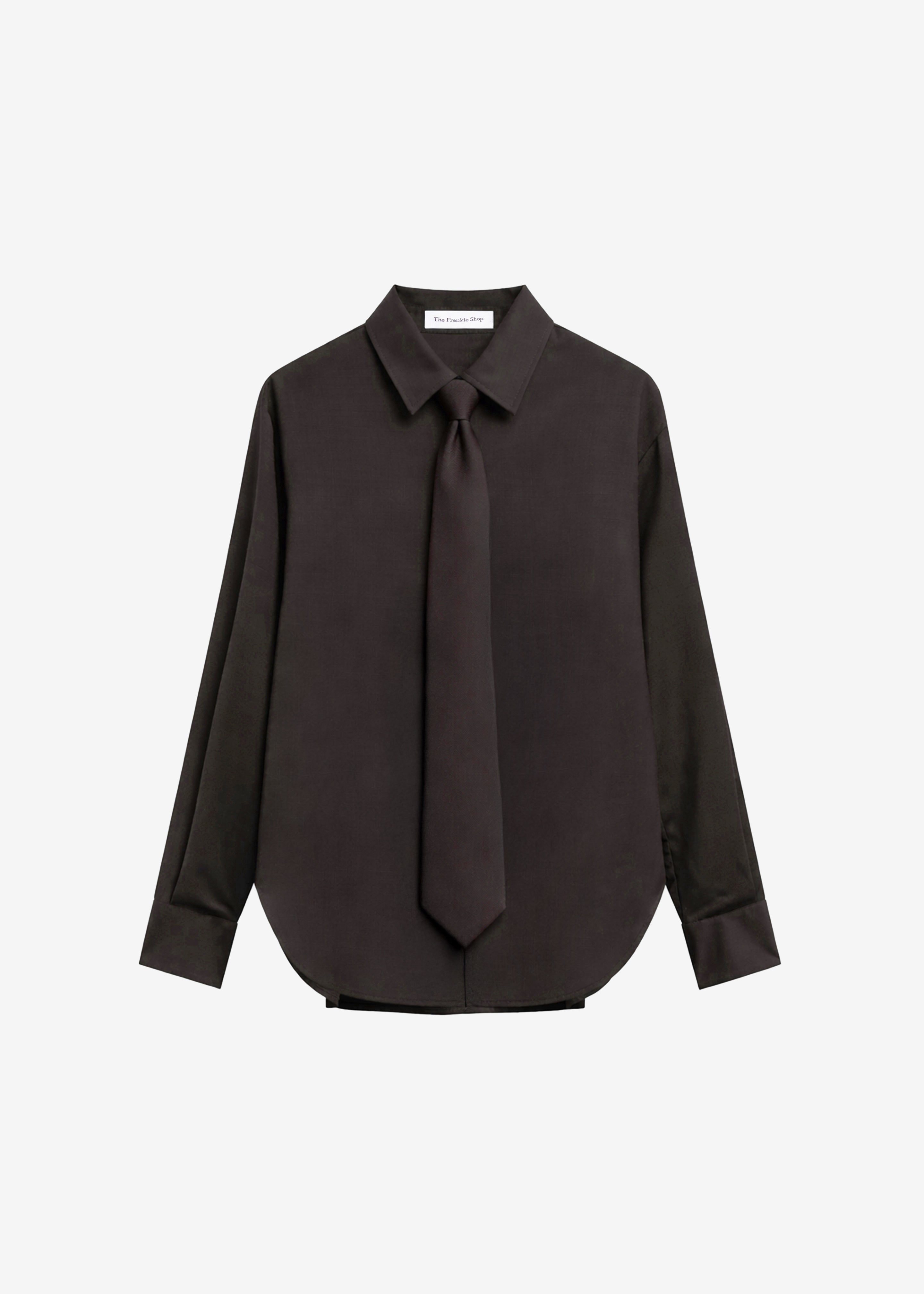 Peri Tie Neck Shirt - Brown - 7