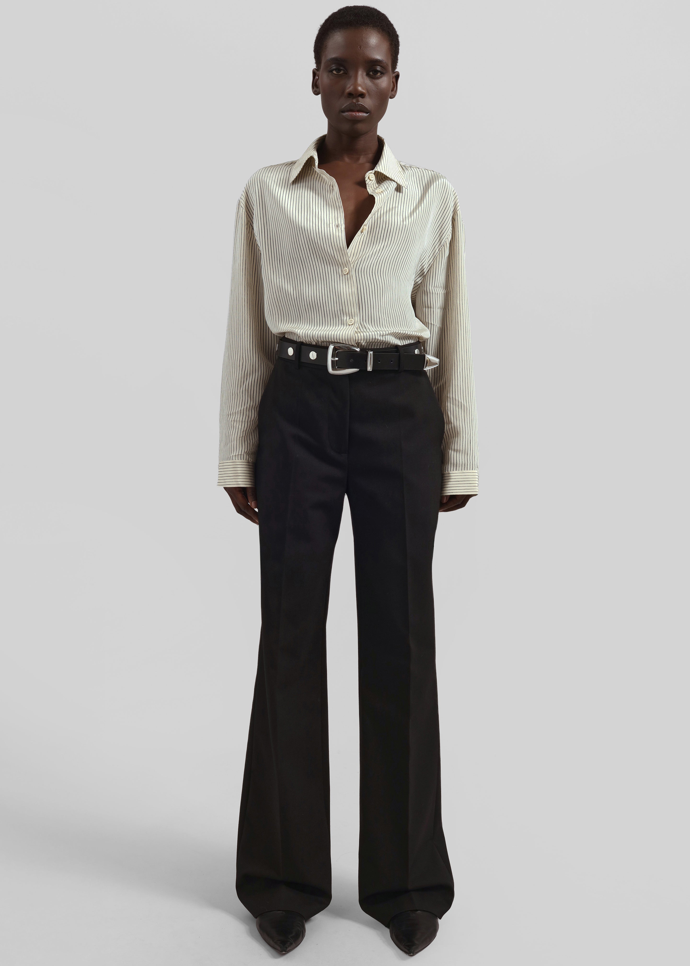 Perth Studded Leather Belt - Black/Silver - 4