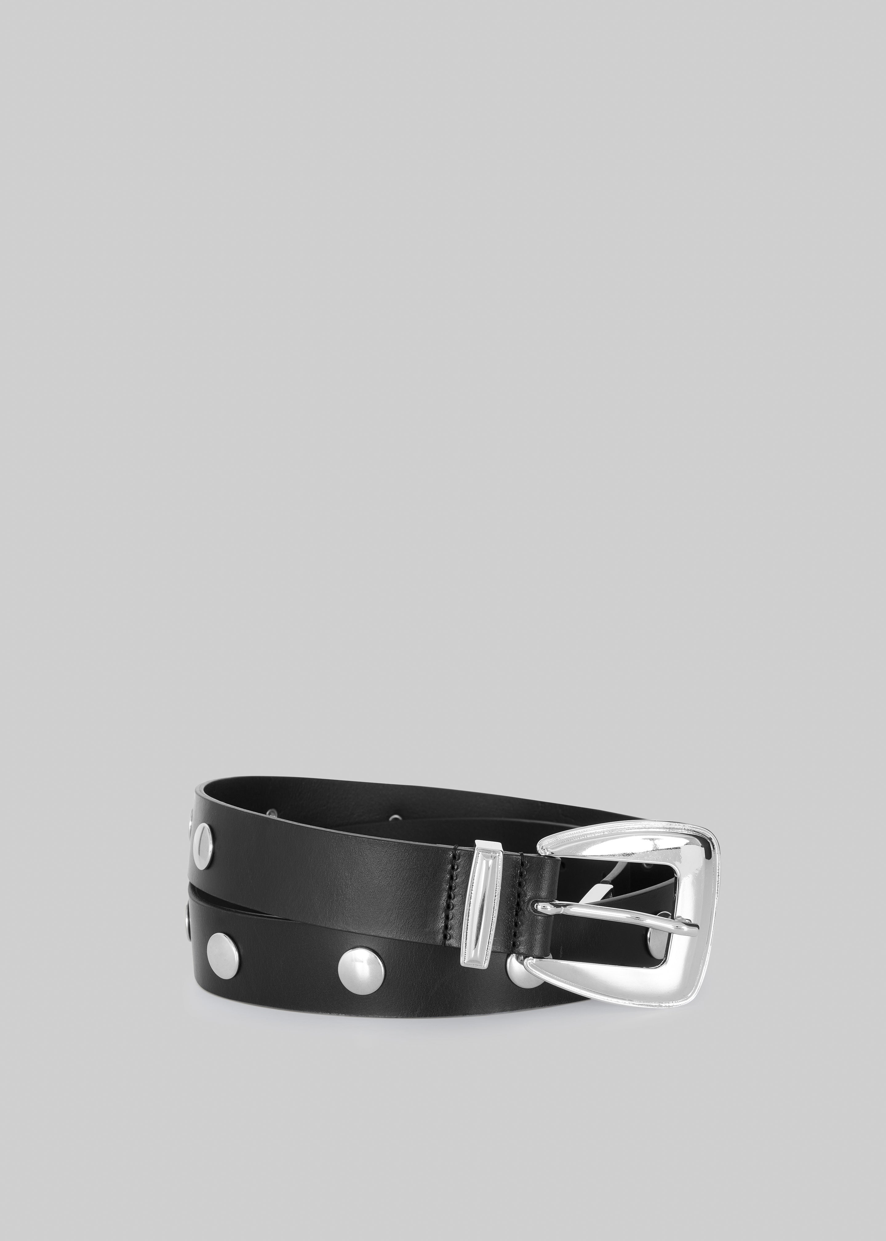 Perth Studded Leather Belt - Black/Silver - 1