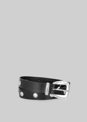 Perth Studded Leather Belt - Black/Silver