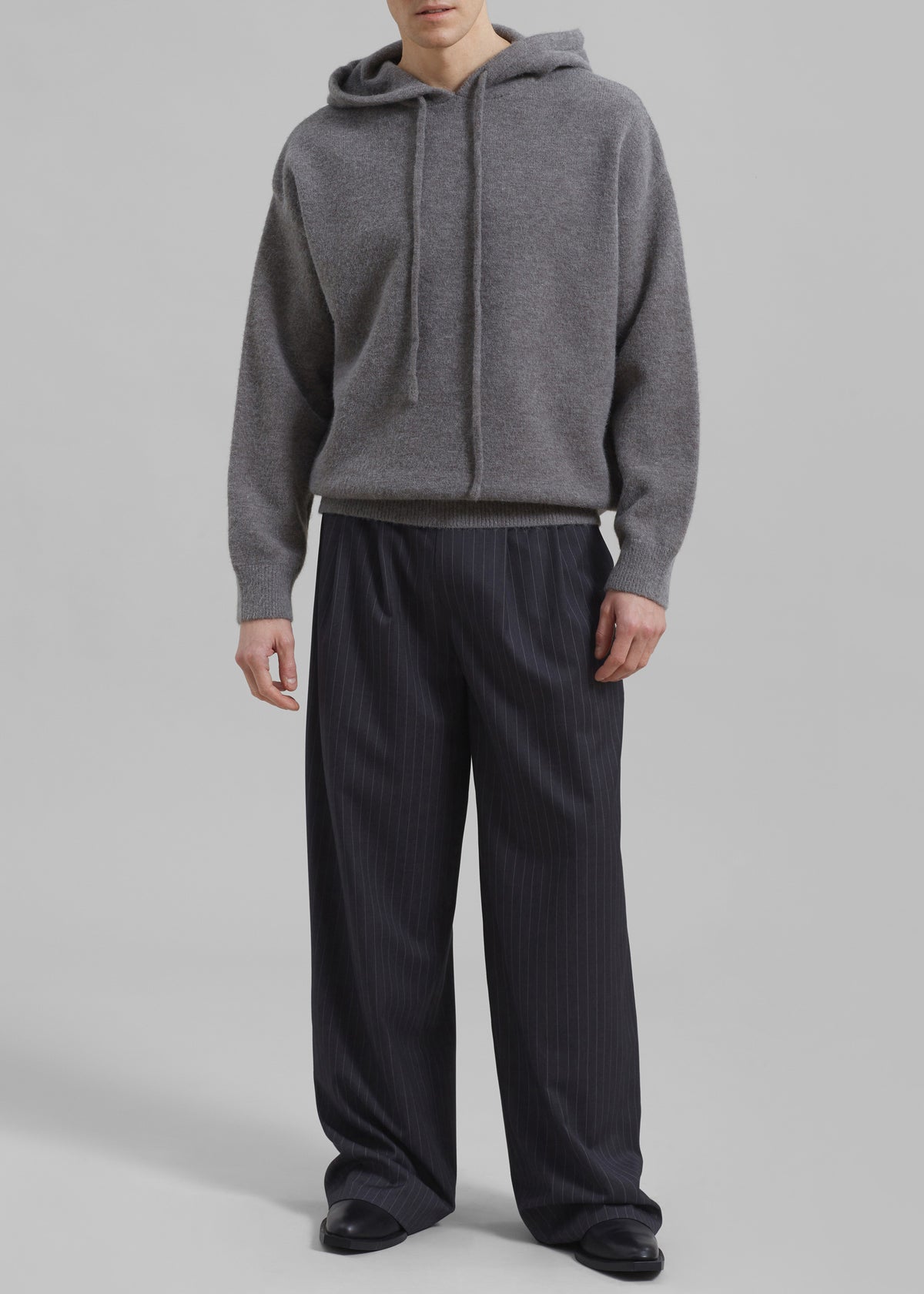 Peyton Pleated Pants - Grey Pinstripe - 1