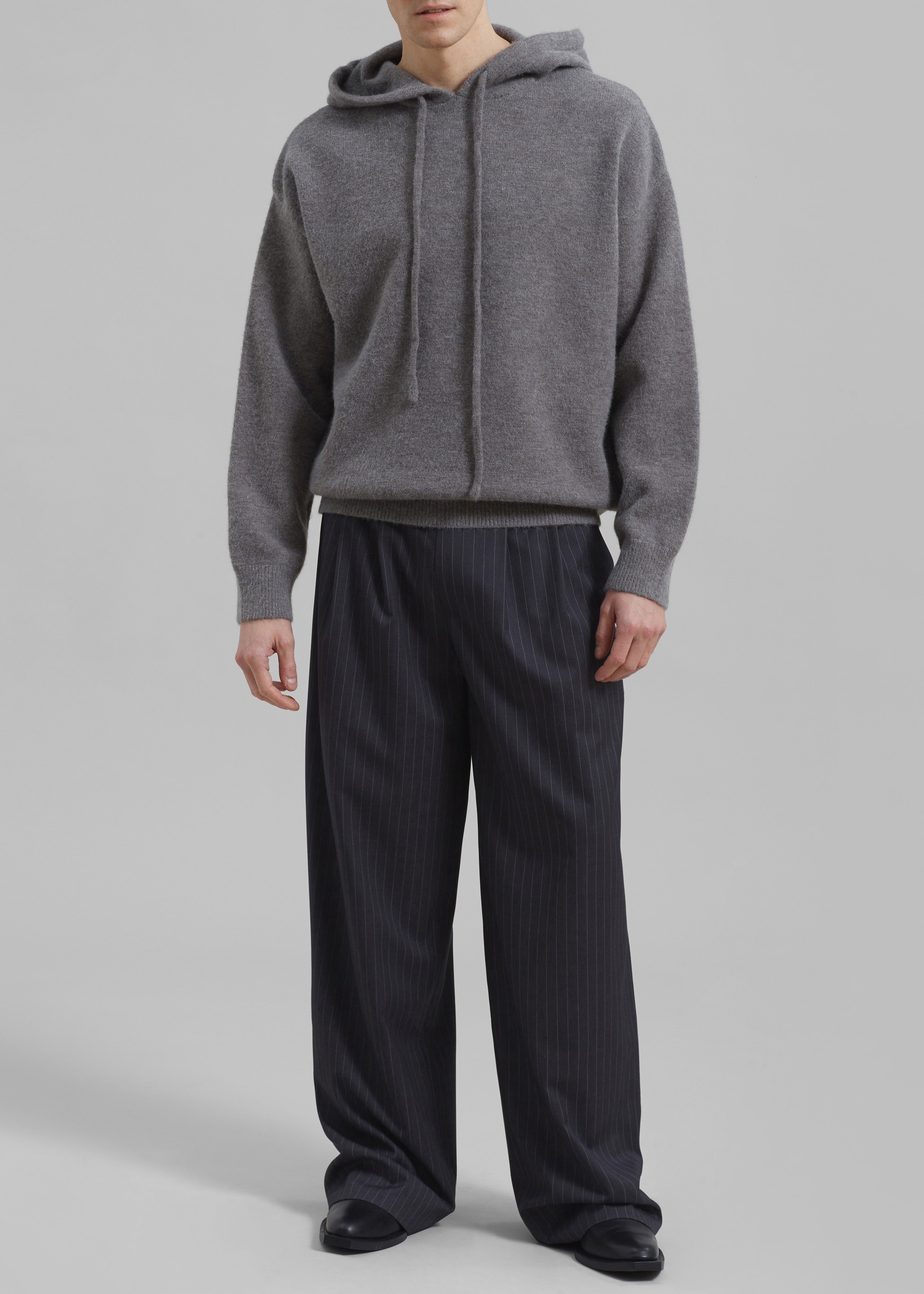 Peyton Pleated Pants - Grey Pinstripe - 1