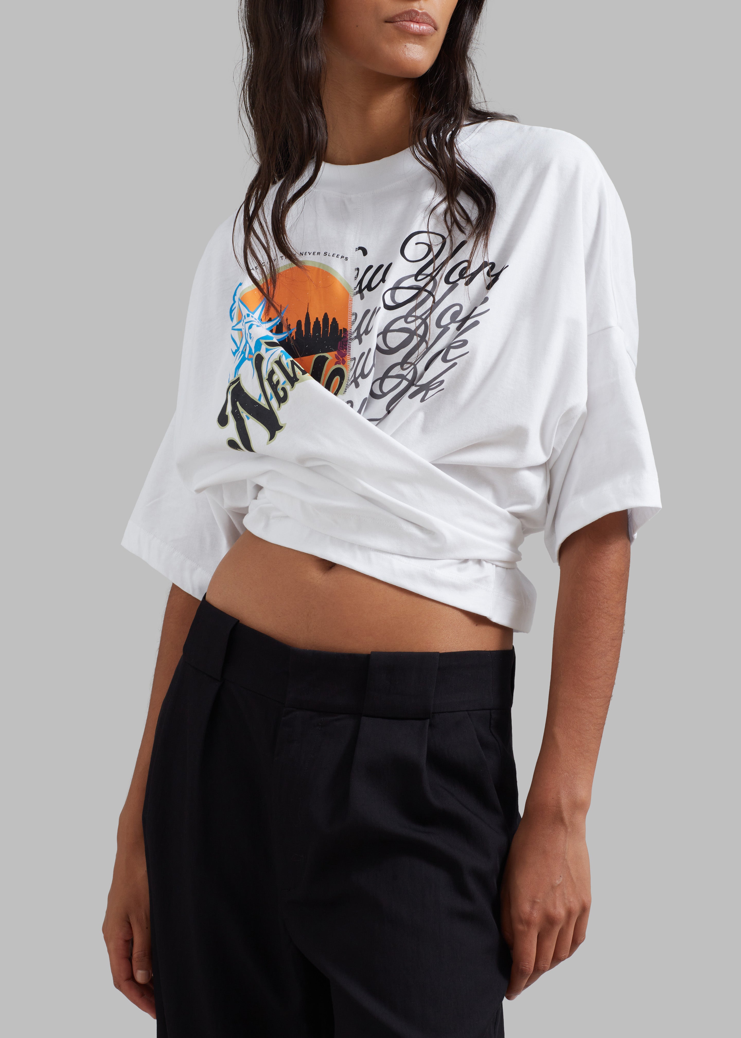 3.1 Phillip Lim We Are NY Twisted Tie Back T-Shirt - White Multi