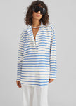 Picos Shirt Dress - White/Blue Stripe