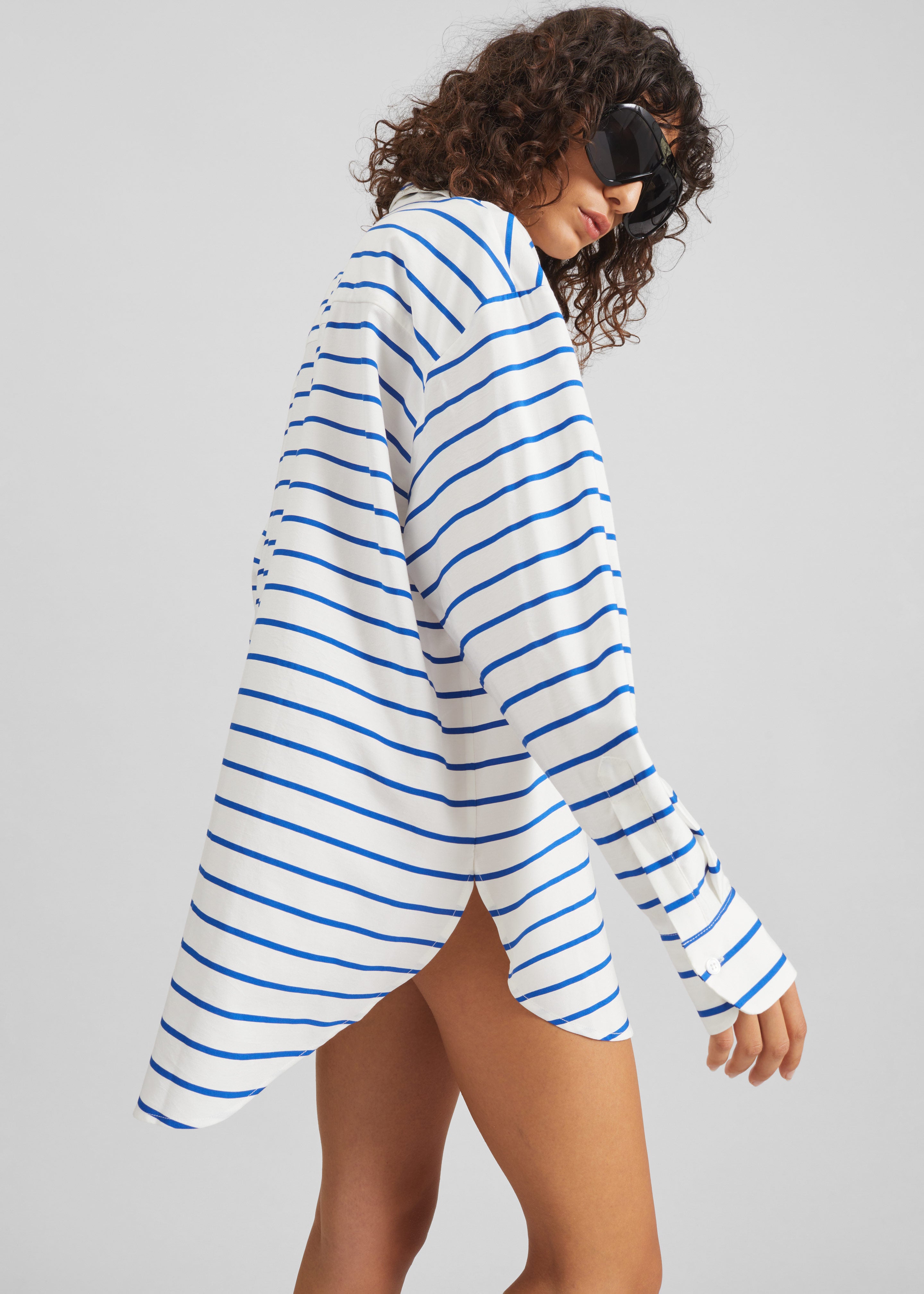 Picos Shirt Dress - White/Blue Stripe - 9