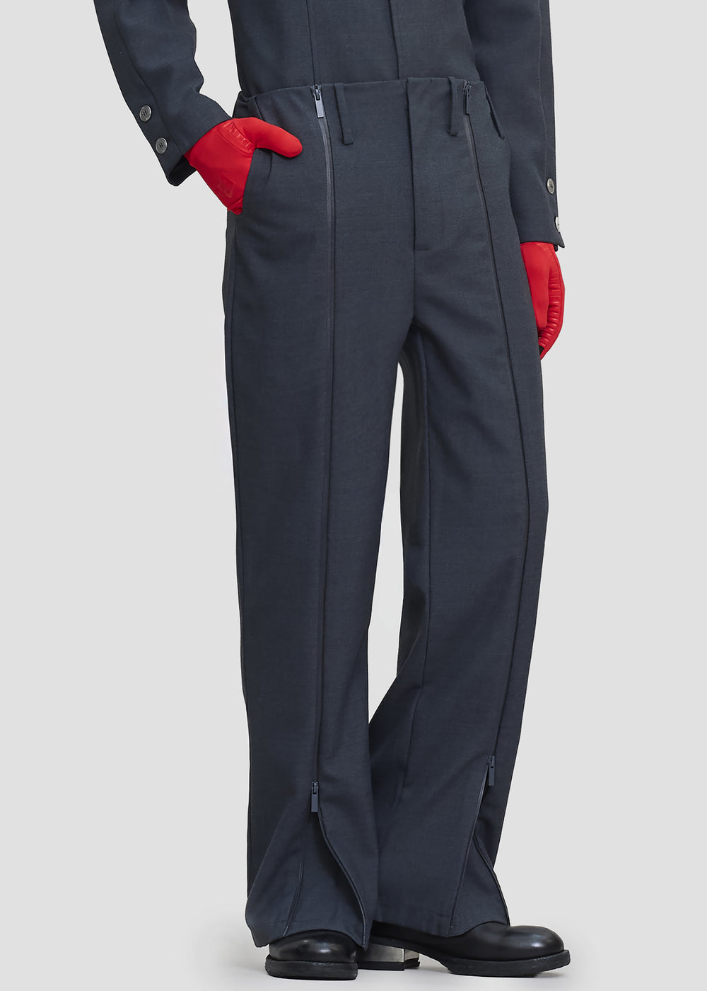 Pieces Uniques Emin Zip Pants - Ashen Sky - 1