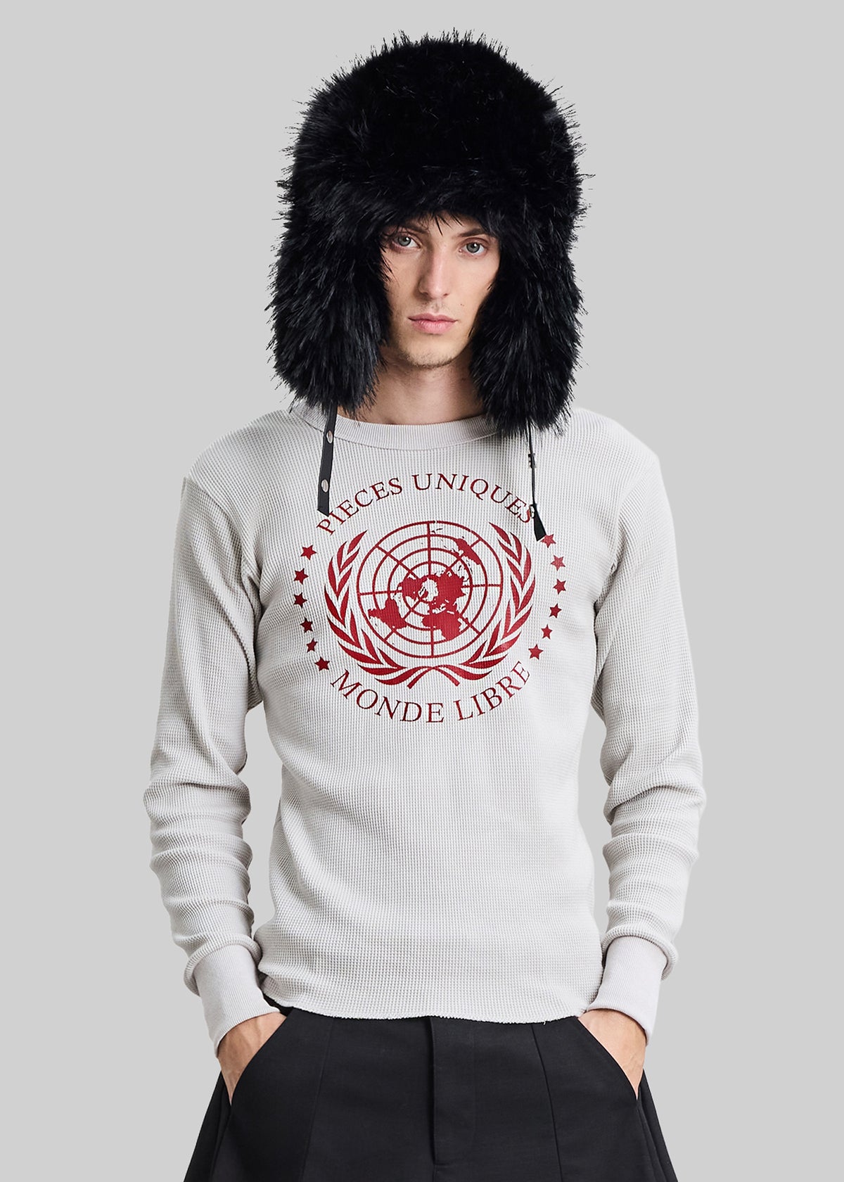 Pieces Uniques Monde Libre Thermal T-Shirt - Grey - 1