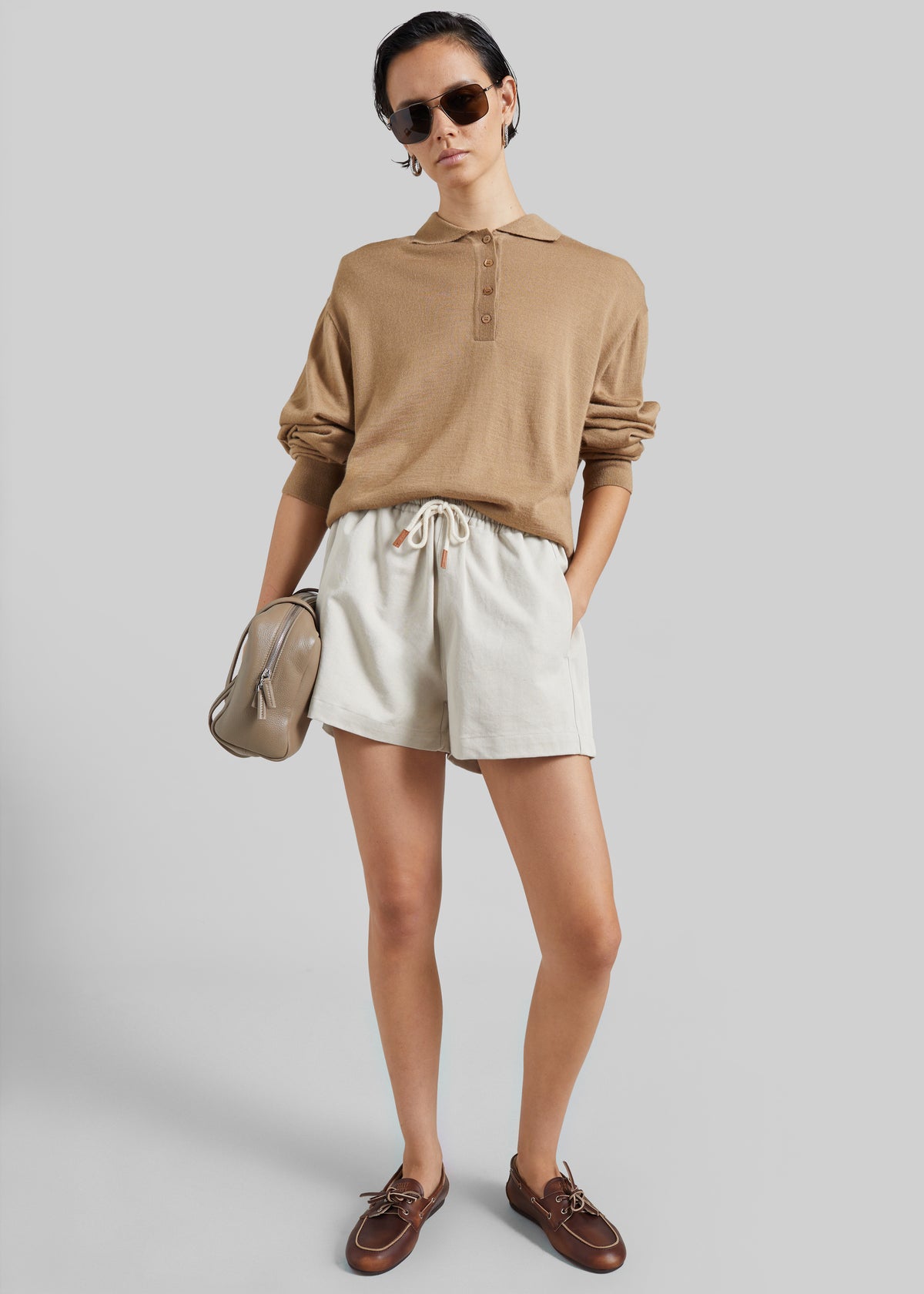 Shop the look image for Pierno Cotton Shorts - Beige