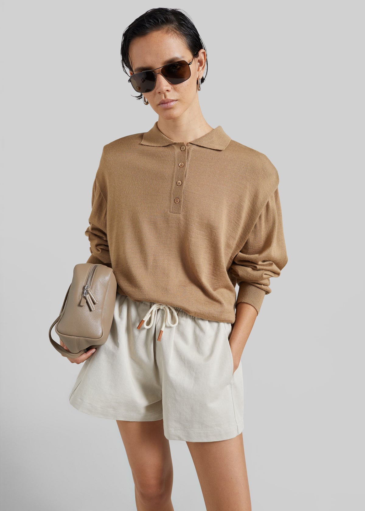 Pierno Cotton Shorts - Beige - 1