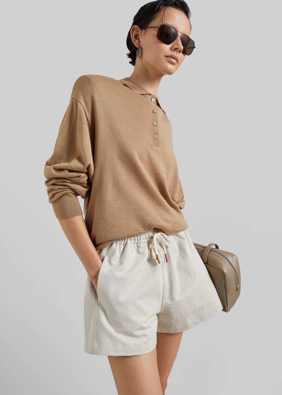 Pierno Cotton Shorts - Beige - 6