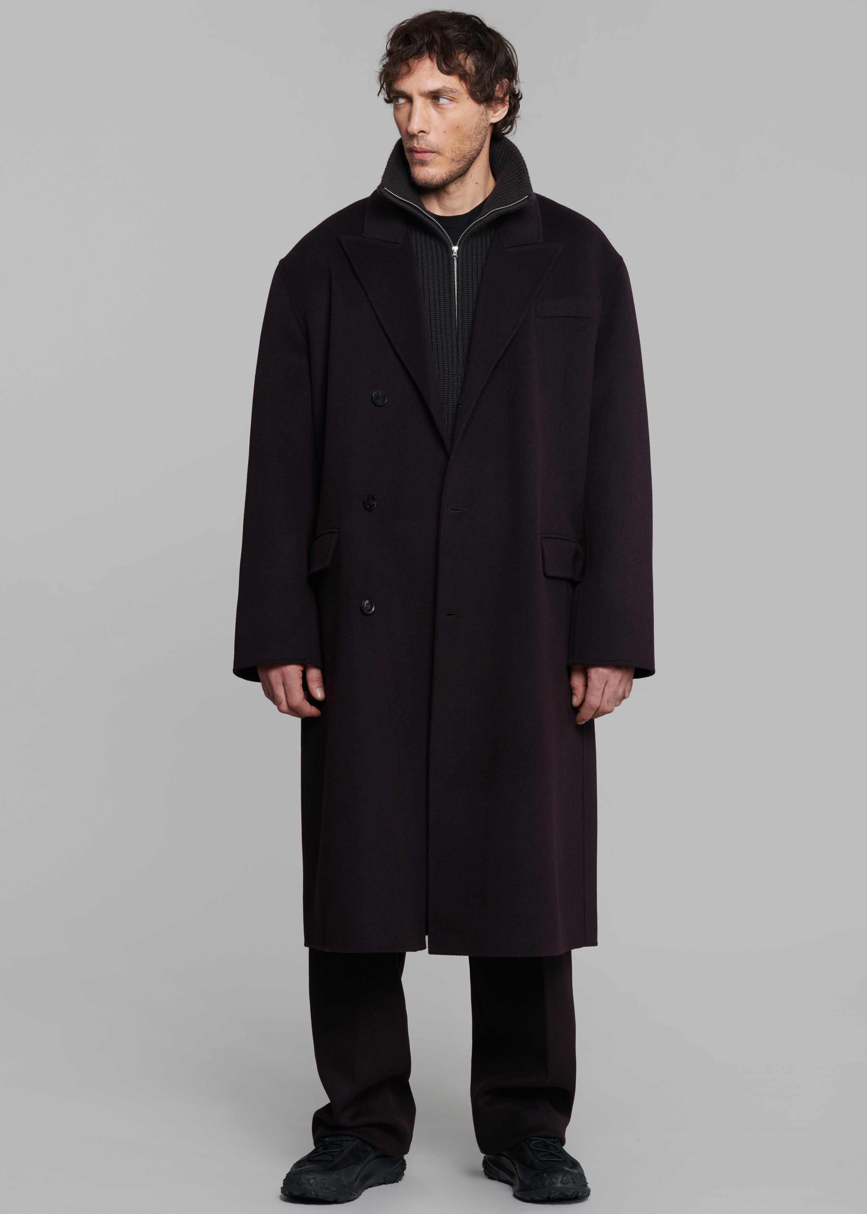 Paxton Wool Coat - Dark Plum - 4