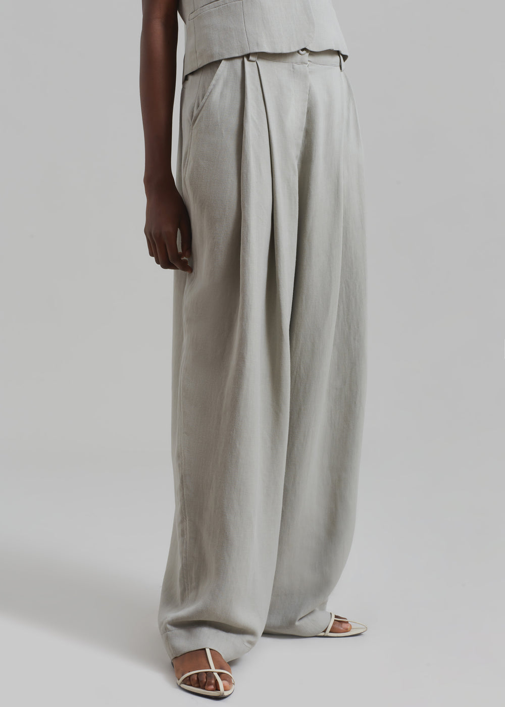 Piper Pleated Trousers - Sage - 1