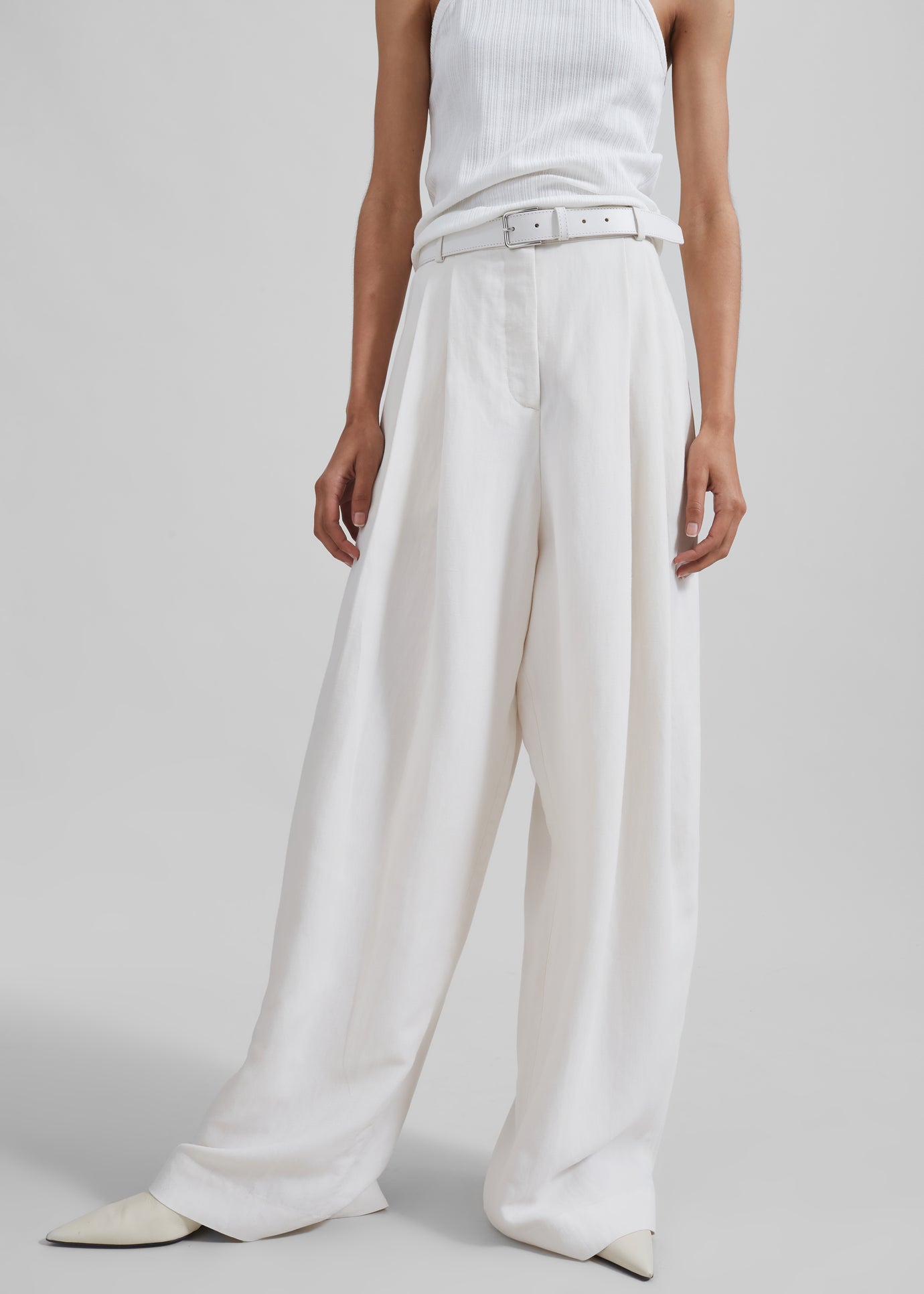 Piper Pleated Trousers - White - 1