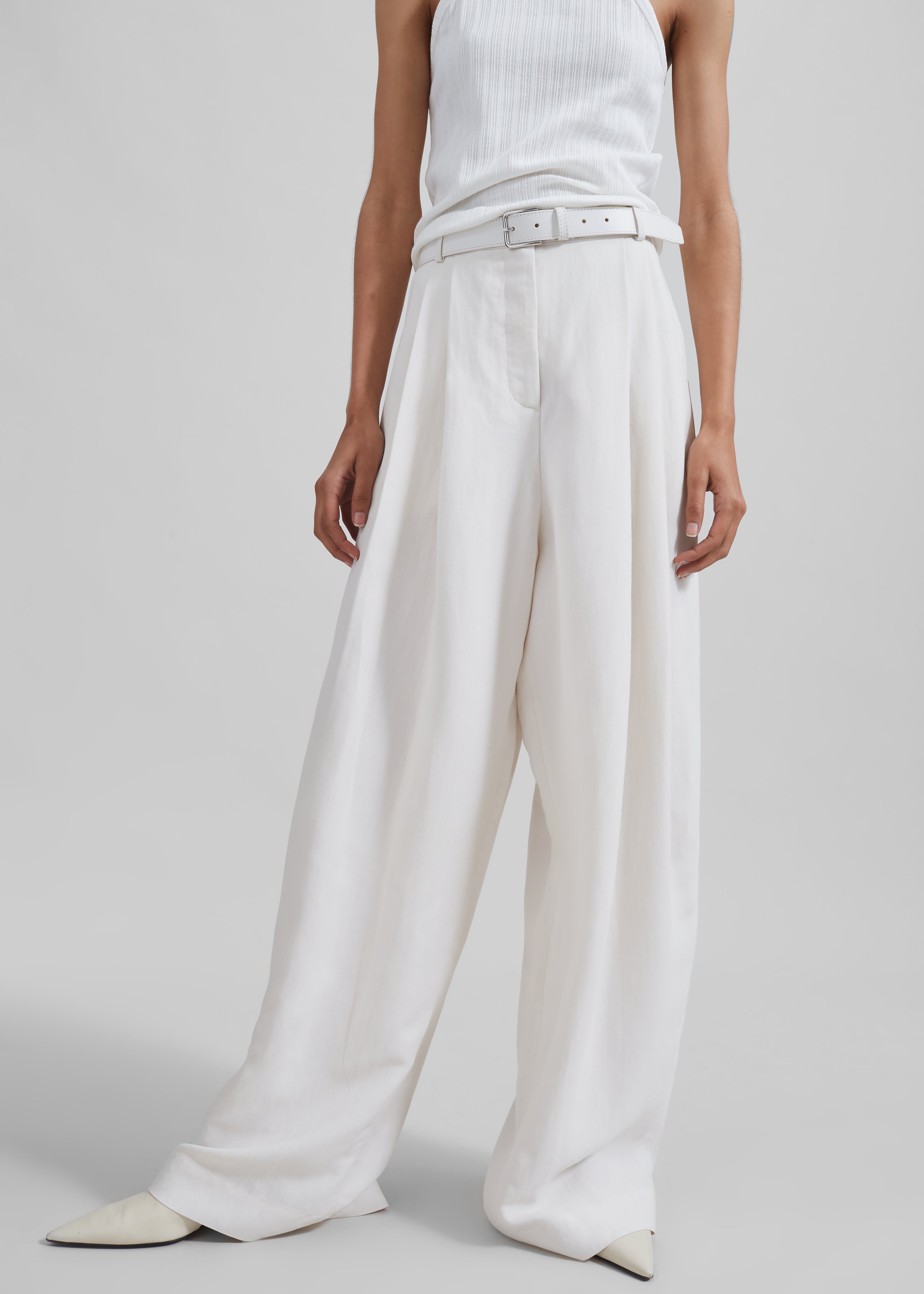 Piper Pleated Trousers - White - 2