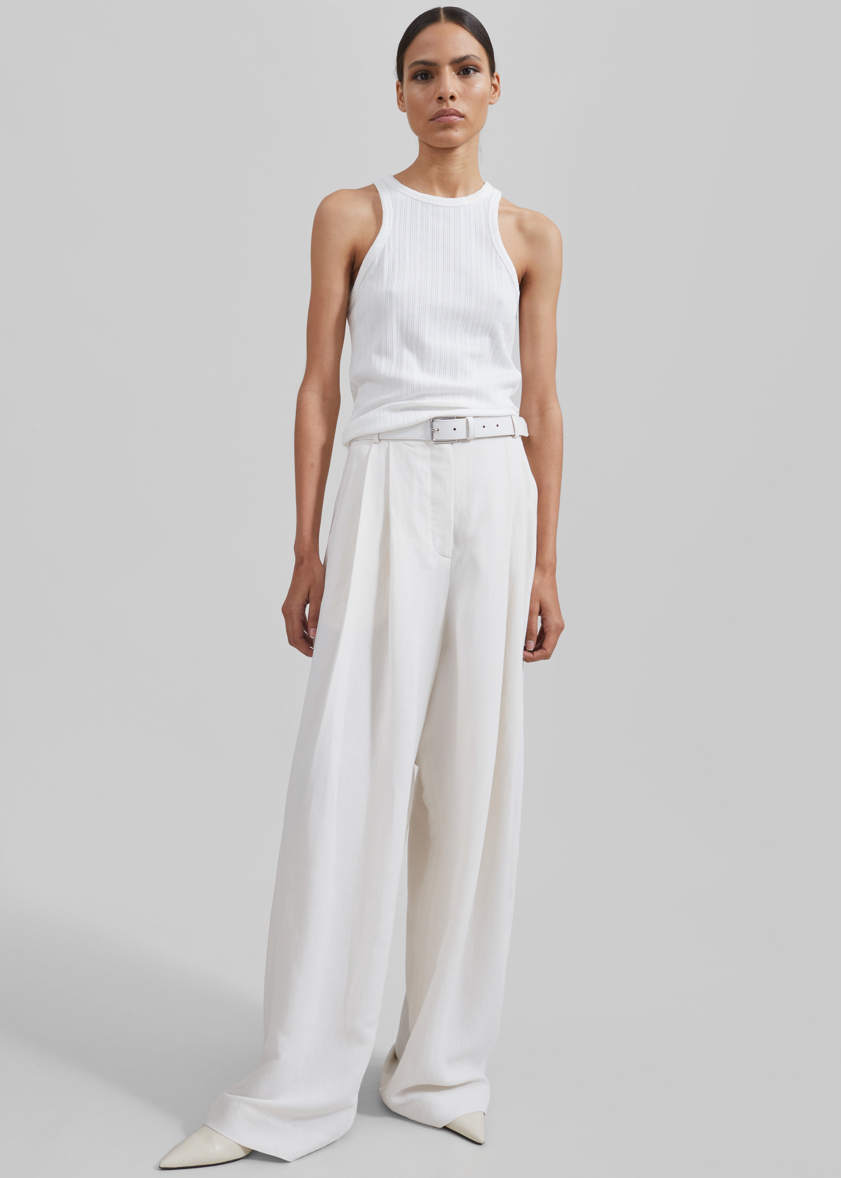 Piper Pleated Trousers - White - 7