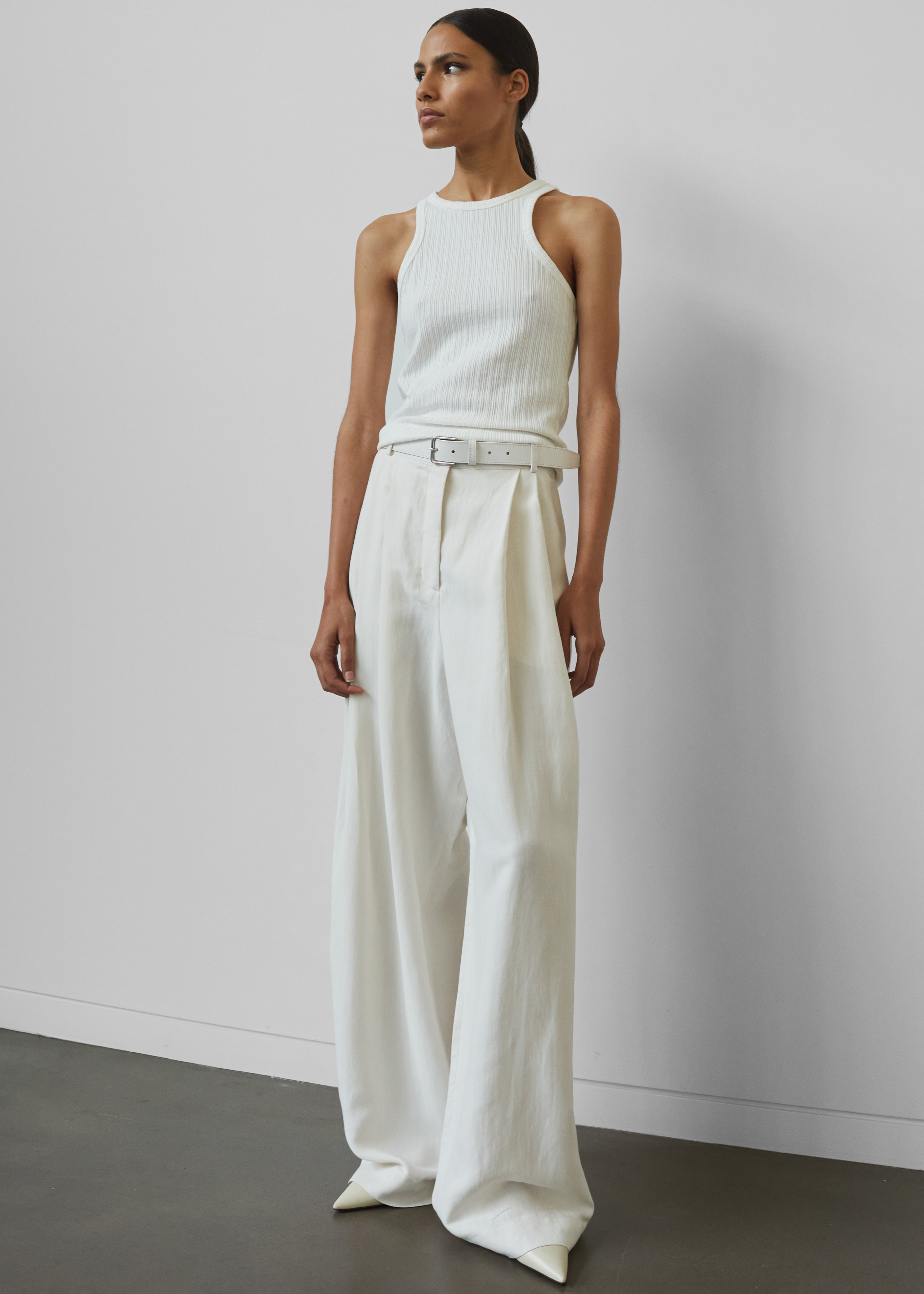 Piper Pleated Trousers - White - 1