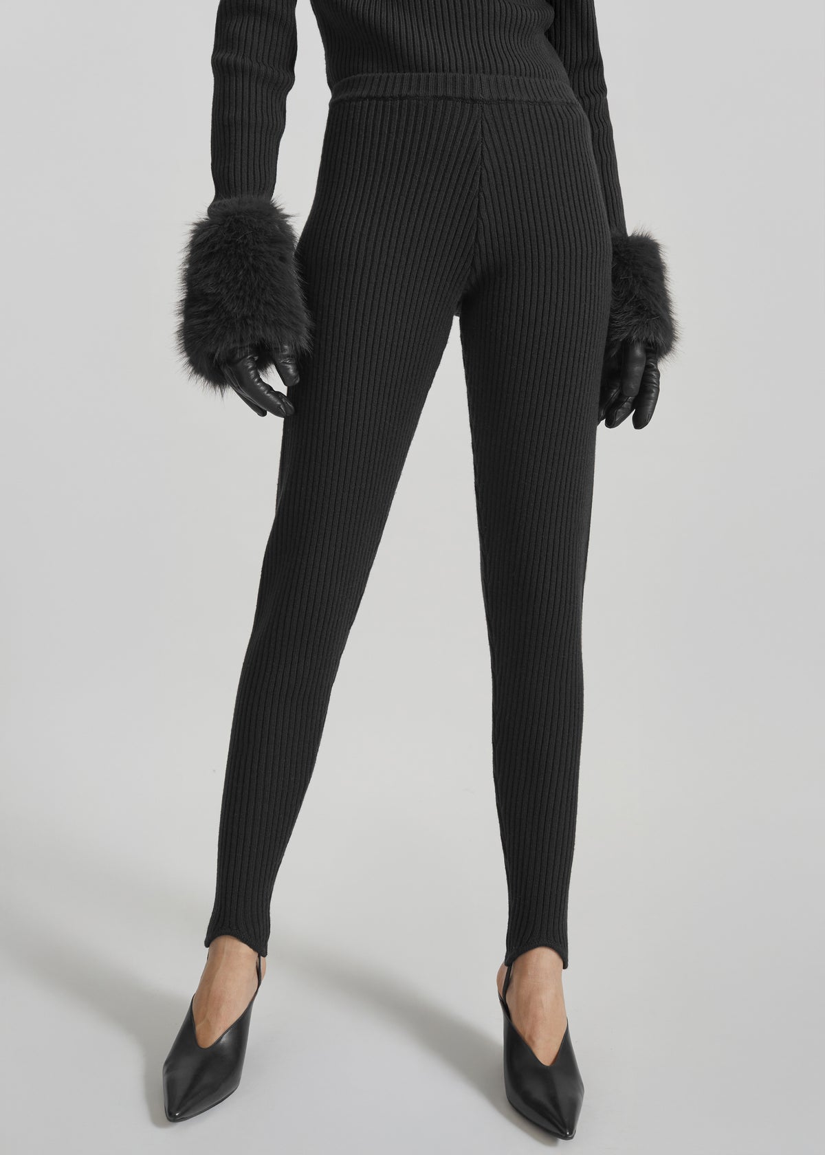 Piuma Knit Stirrup Leggings - Black - 2