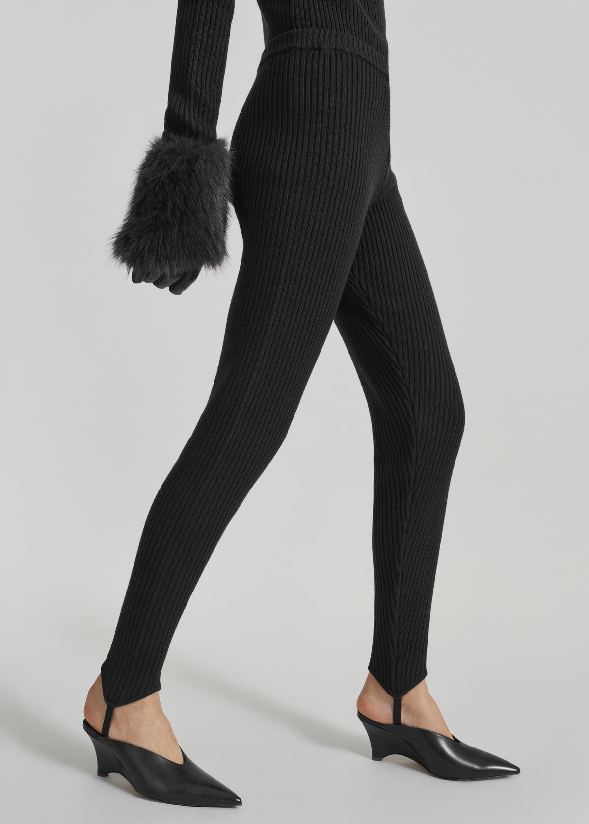 Piuma Knit Stirrup Leggings - Black - 3