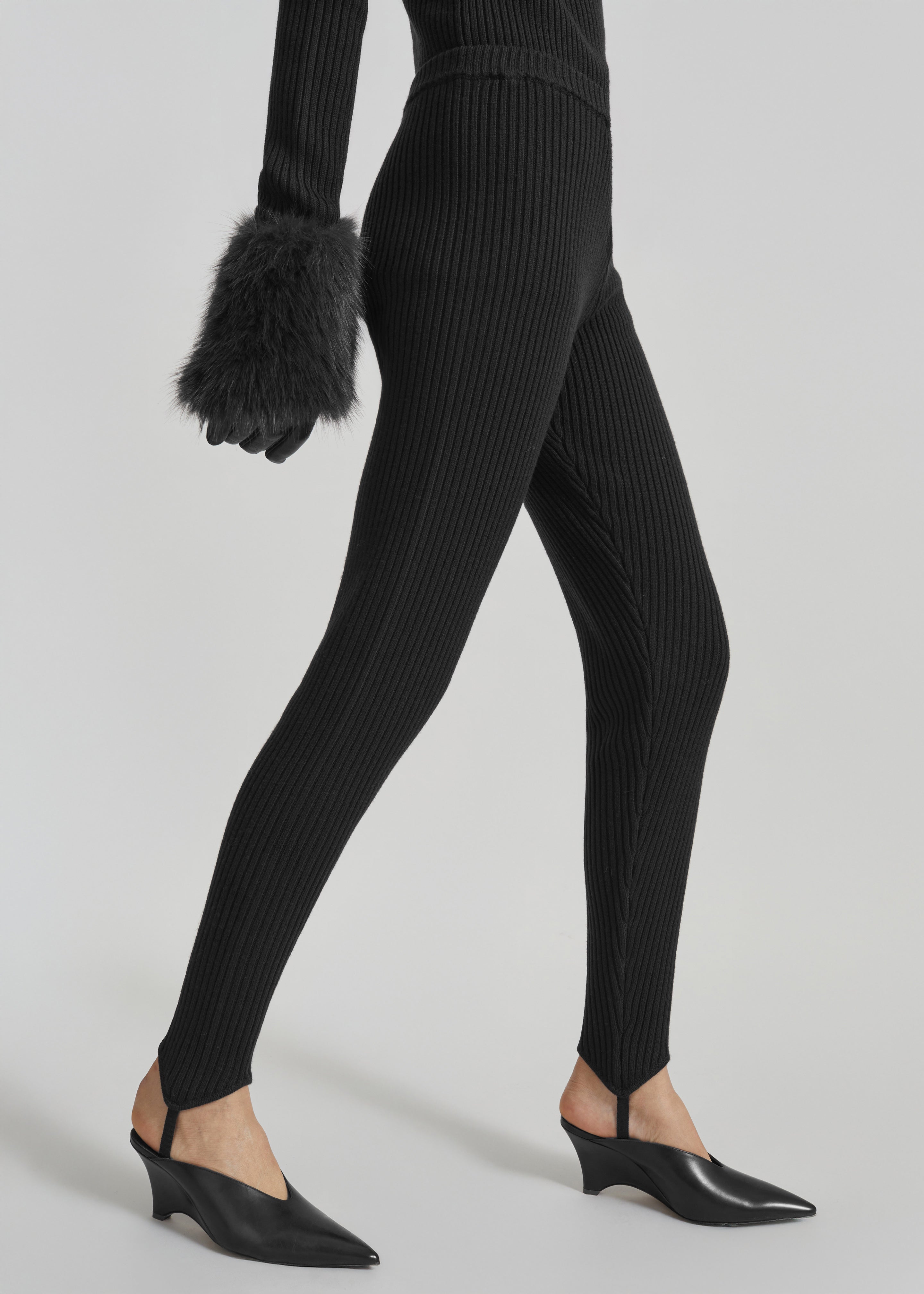 Piuma Knit Stirrup Leggings - Black - 3