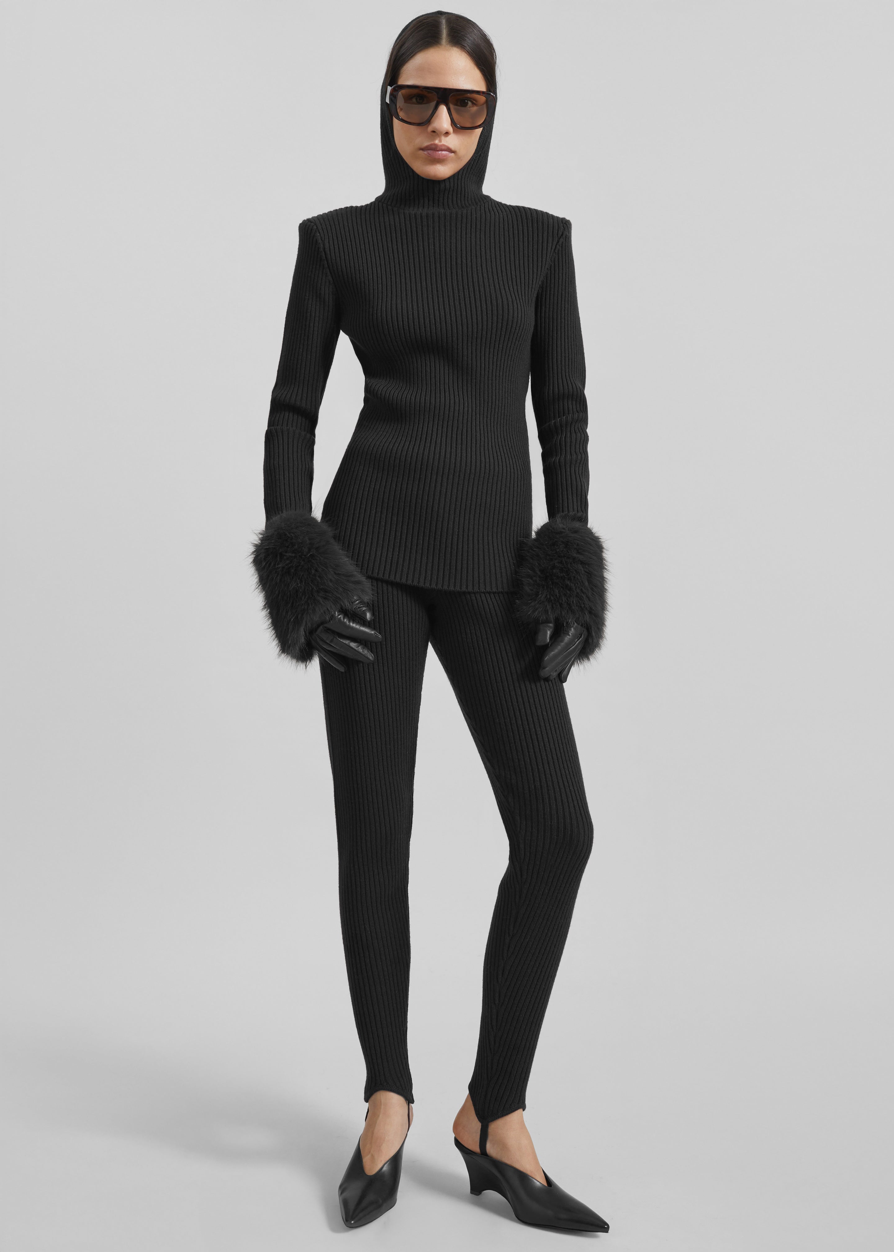 Piuma Knit Stirrup Leggings - Black - 8