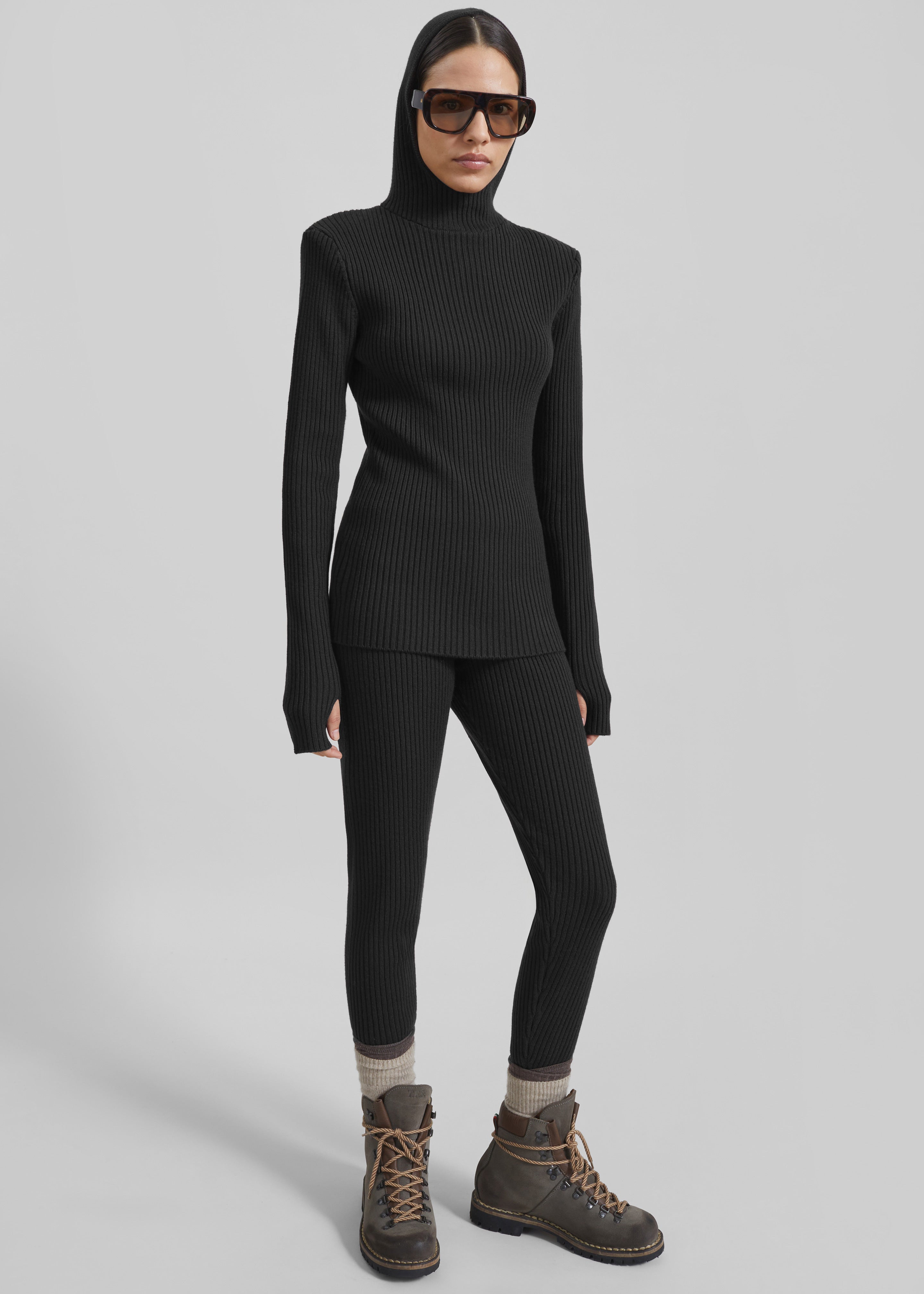 Piuma Knit Stirrup Leggings - Black - 6