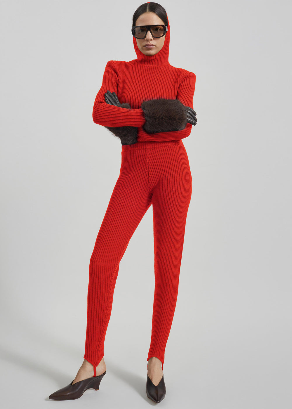 Piuma Knit Stirrup Leggings - Red - 1