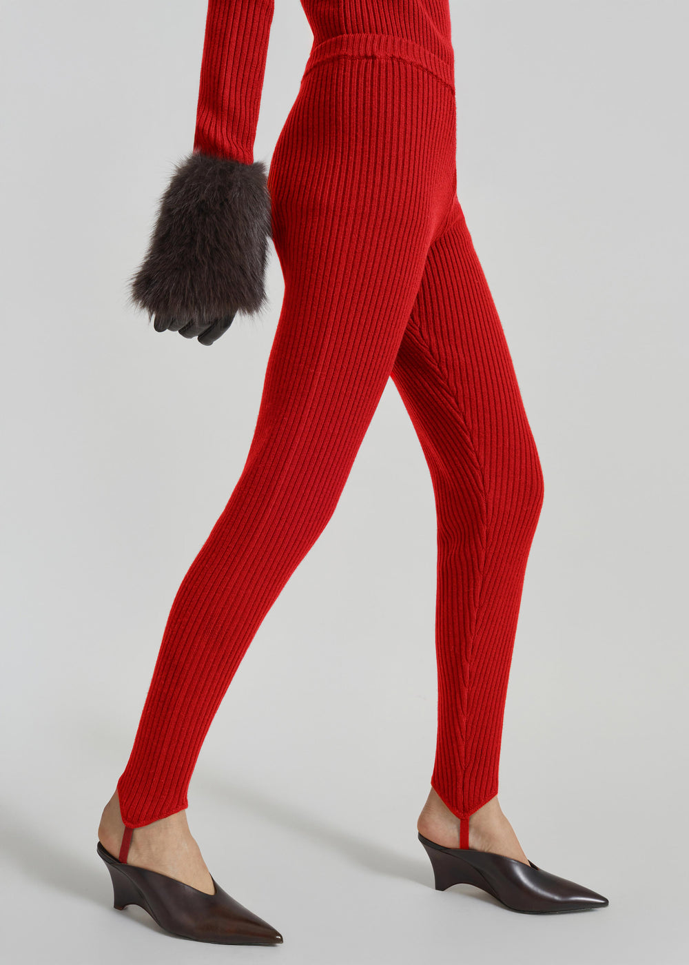 Piuma Knit Stirrup Leggings - Red