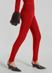 Piuma Knit Stirrup Leggings - Red