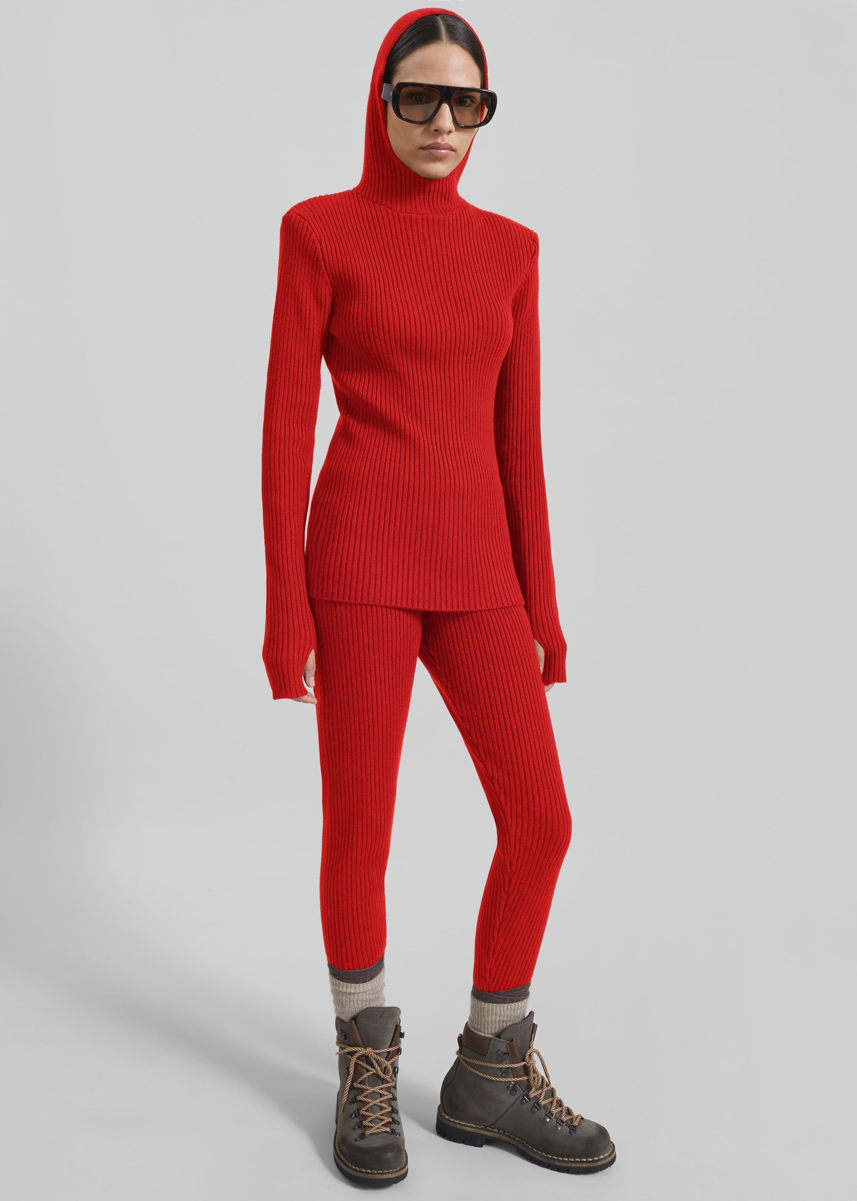 Piuma Knit Stirrup Leggings - Red - 4