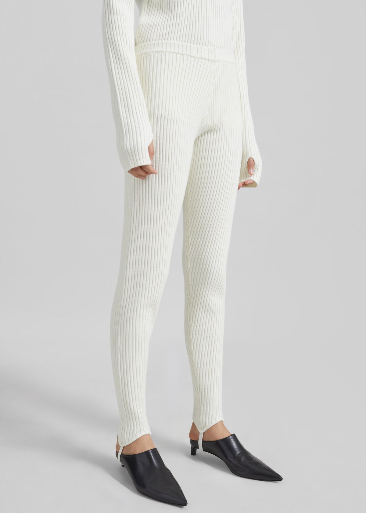 Piuma Knit Stirrup Leggings - White - 3