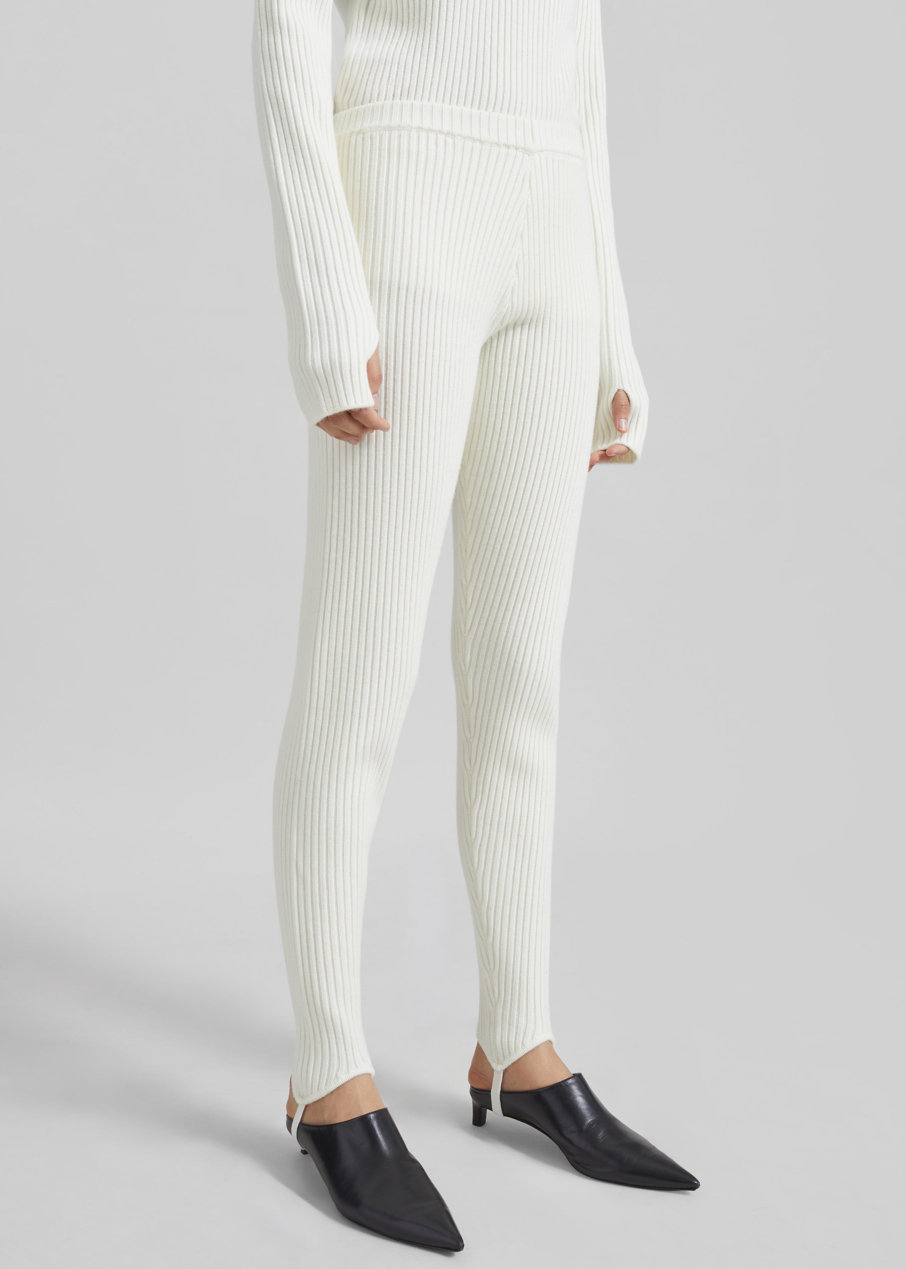 Piuma Knit Stirrup Leggings - White - 3