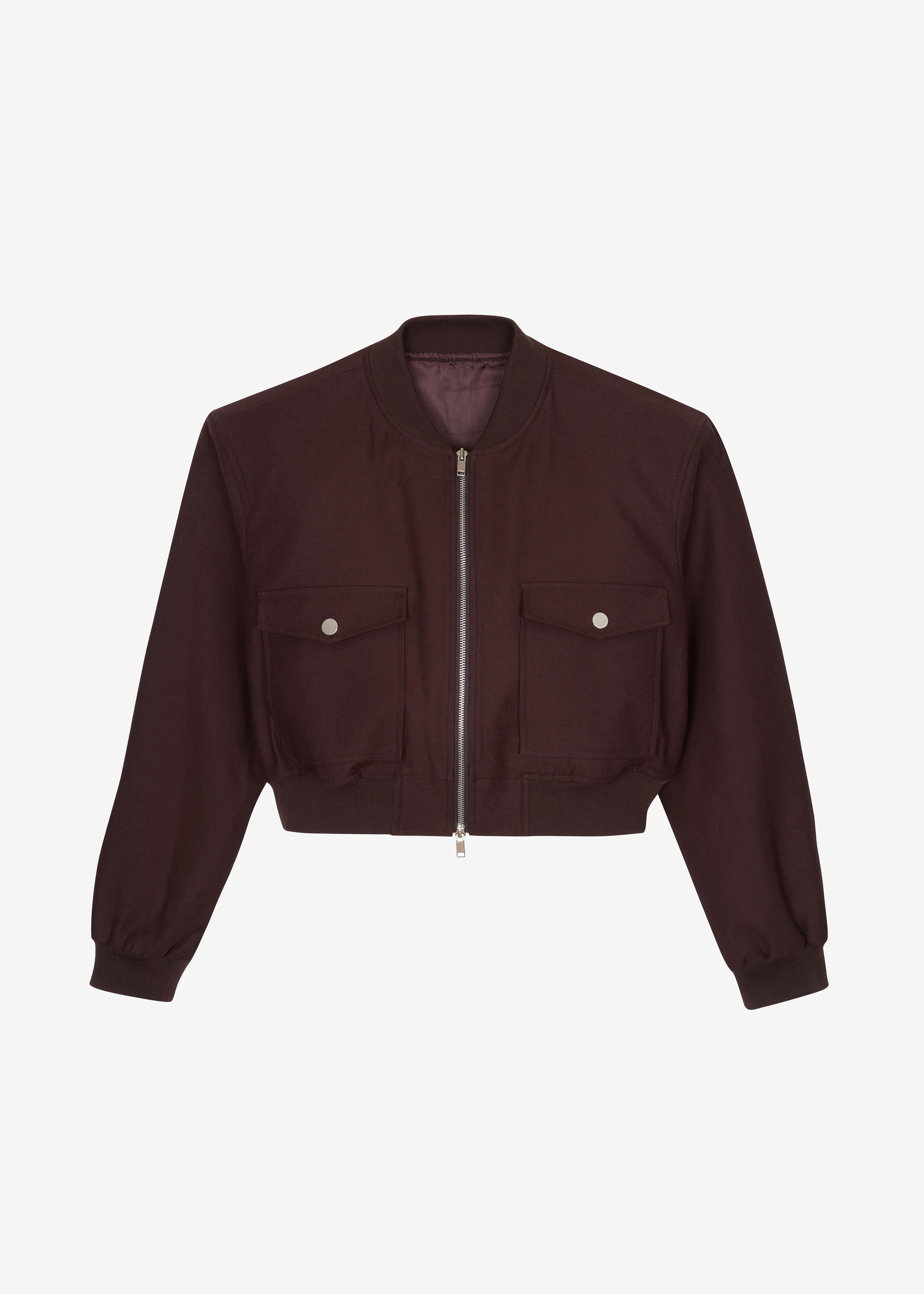 Pomona Crop Bomber Jacket - Burgundy - 9