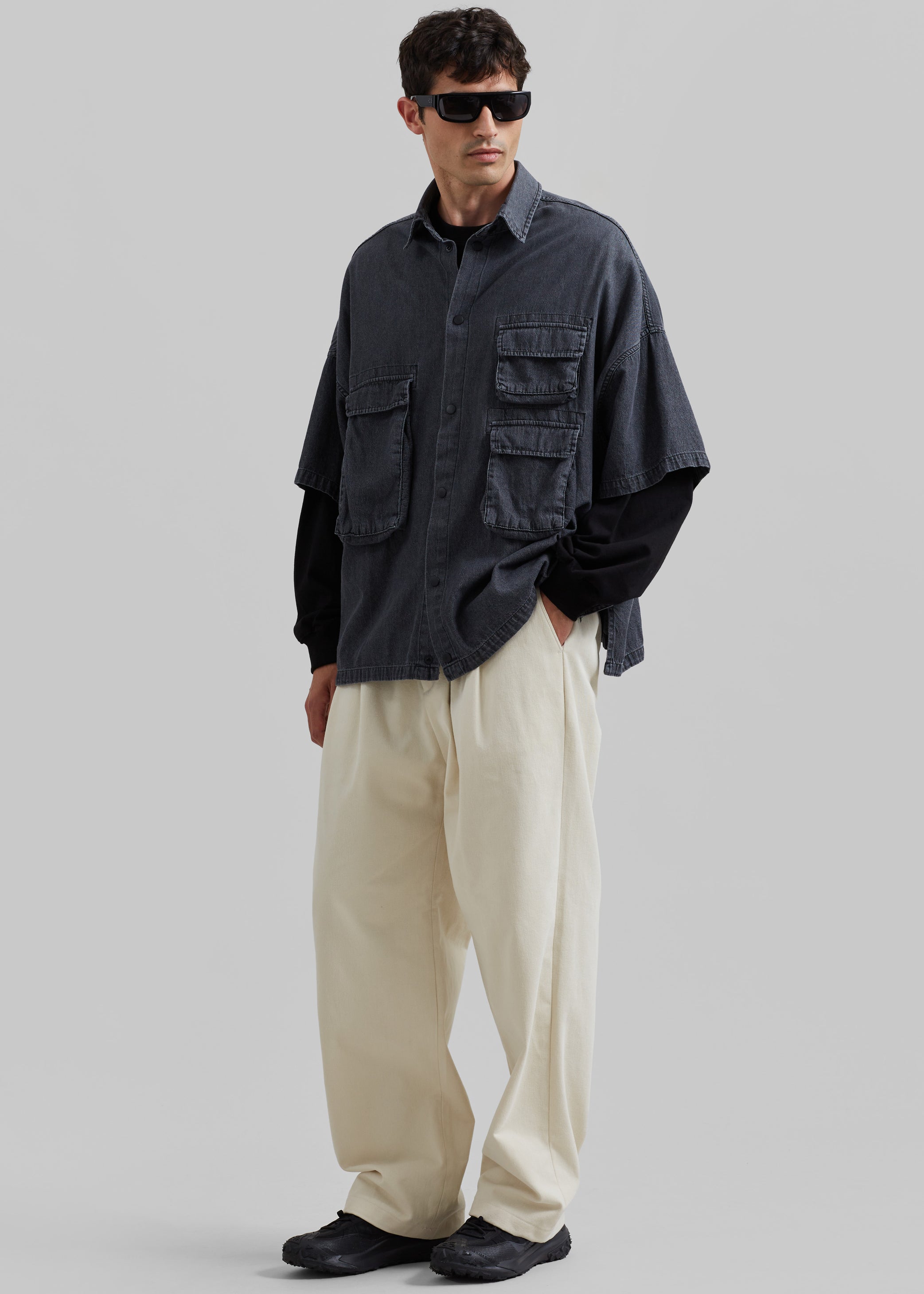 Shop the look image for Porter Denim Cargo Shirt - Black Wash