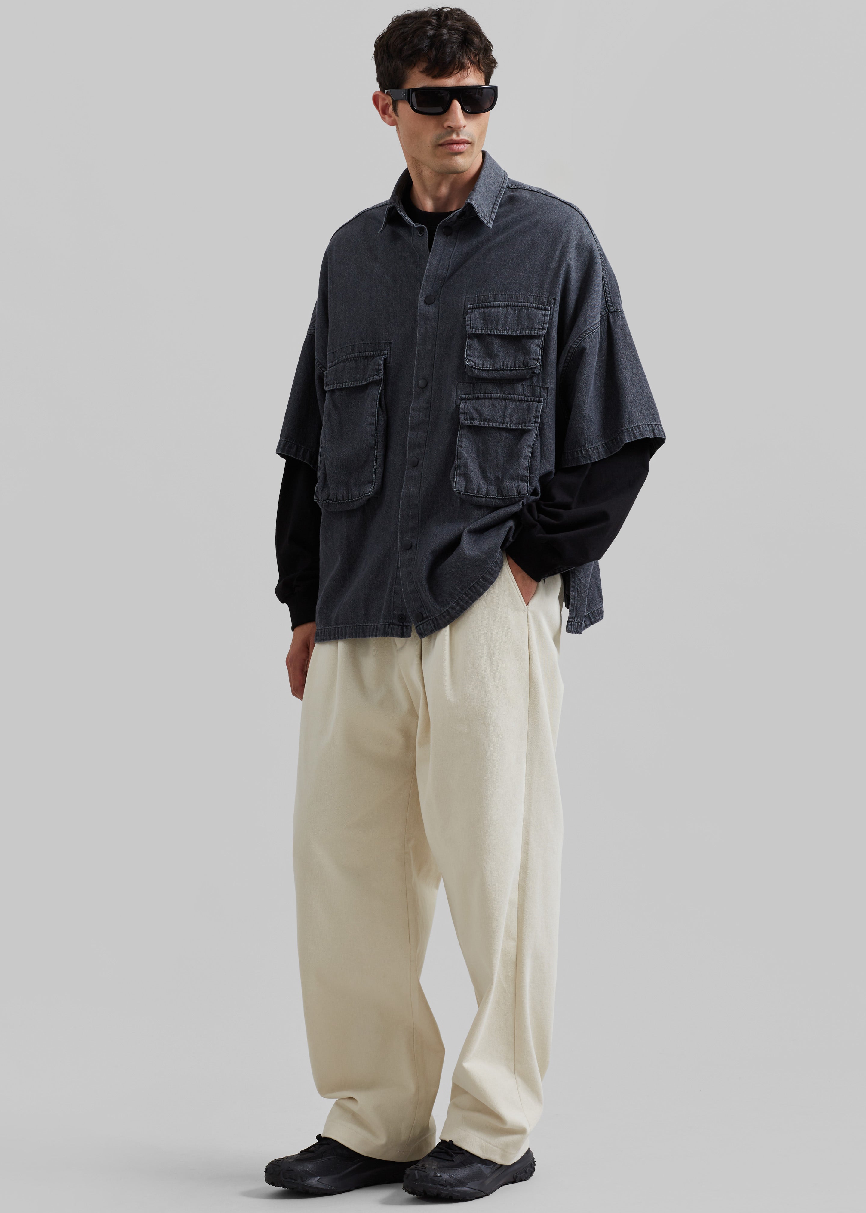 Porter Denim Cargo Shirt - Black Wash - 1