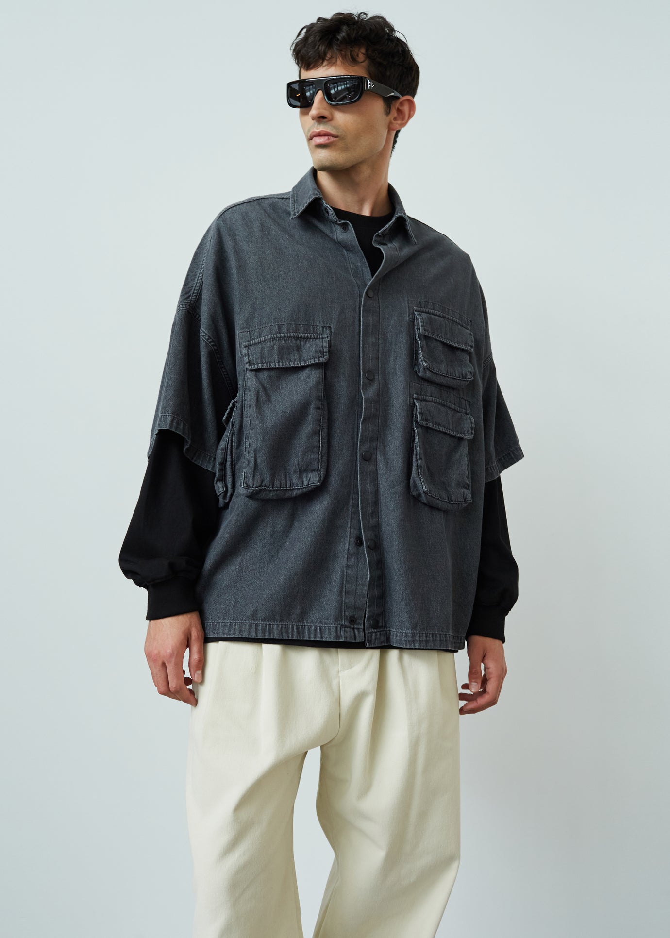 Porter Denim Cargo Shirt - Black Wash